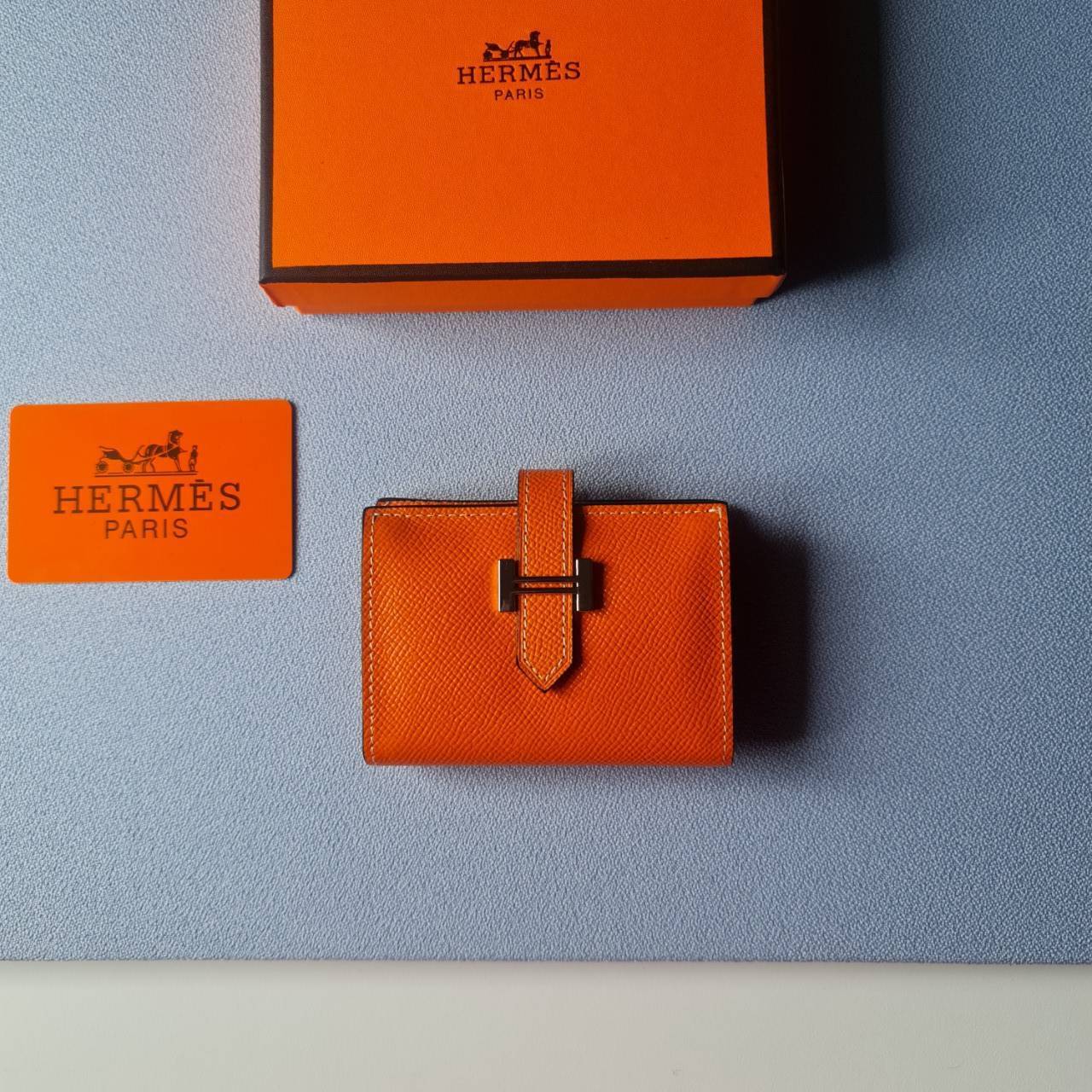 VIP หนังแท้ 】HERMES MINI BEARN WALLET UNISEX