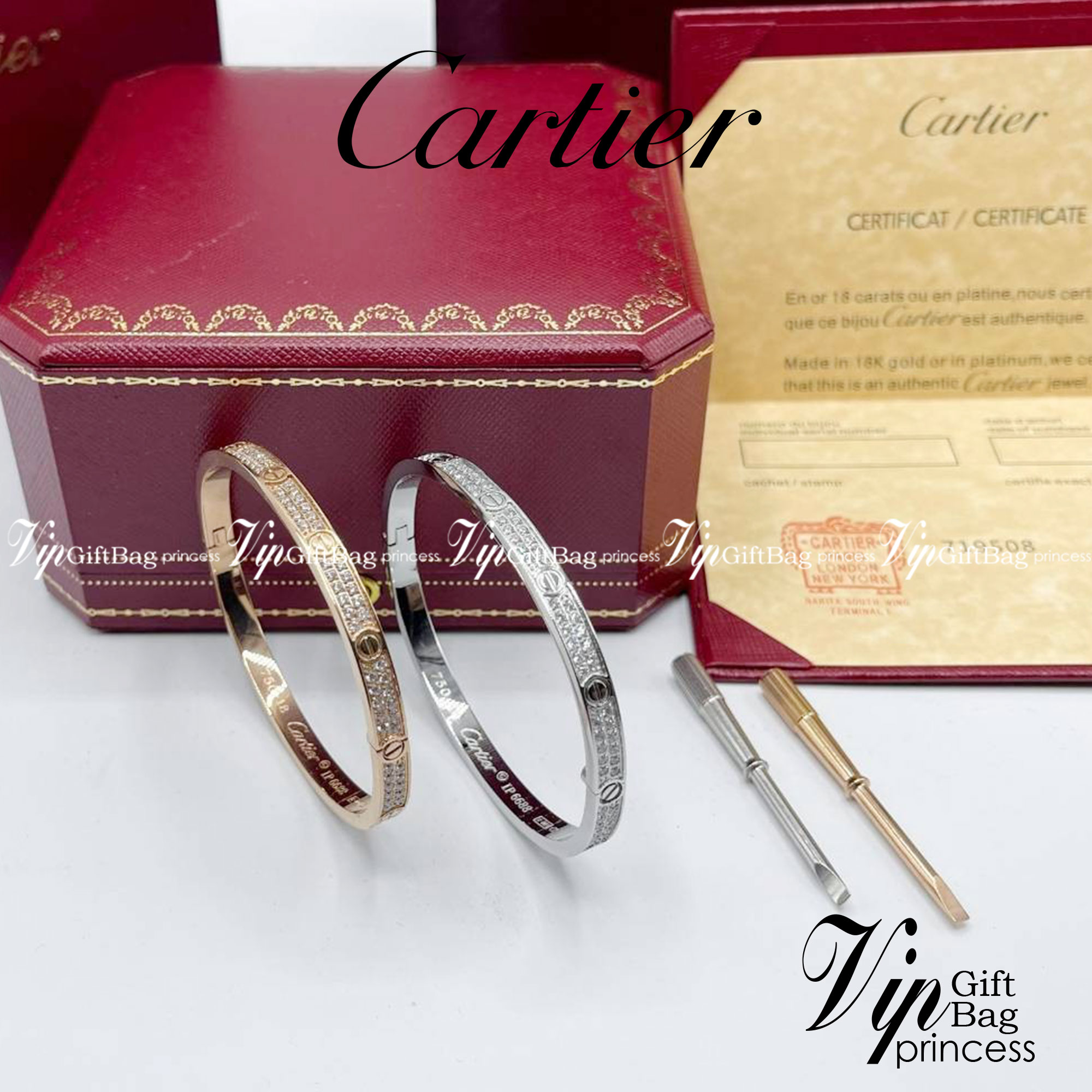 Cartier Love Bracelet Small Model กำไลข้อมือคาเทียร์ เกรดเทพออริจินิล ปั้มทุกจุด มีเลขปั้มด้านในวงครบ วัสดุคุณภาพดี ไม่ลอกไม่ดำ พร้อมกล่องหนาตามแบบปั้มลายแบรนด์ ภาพสินค้าถ่ายจากงานขายจริง ใช้งานต่างประเทศได้