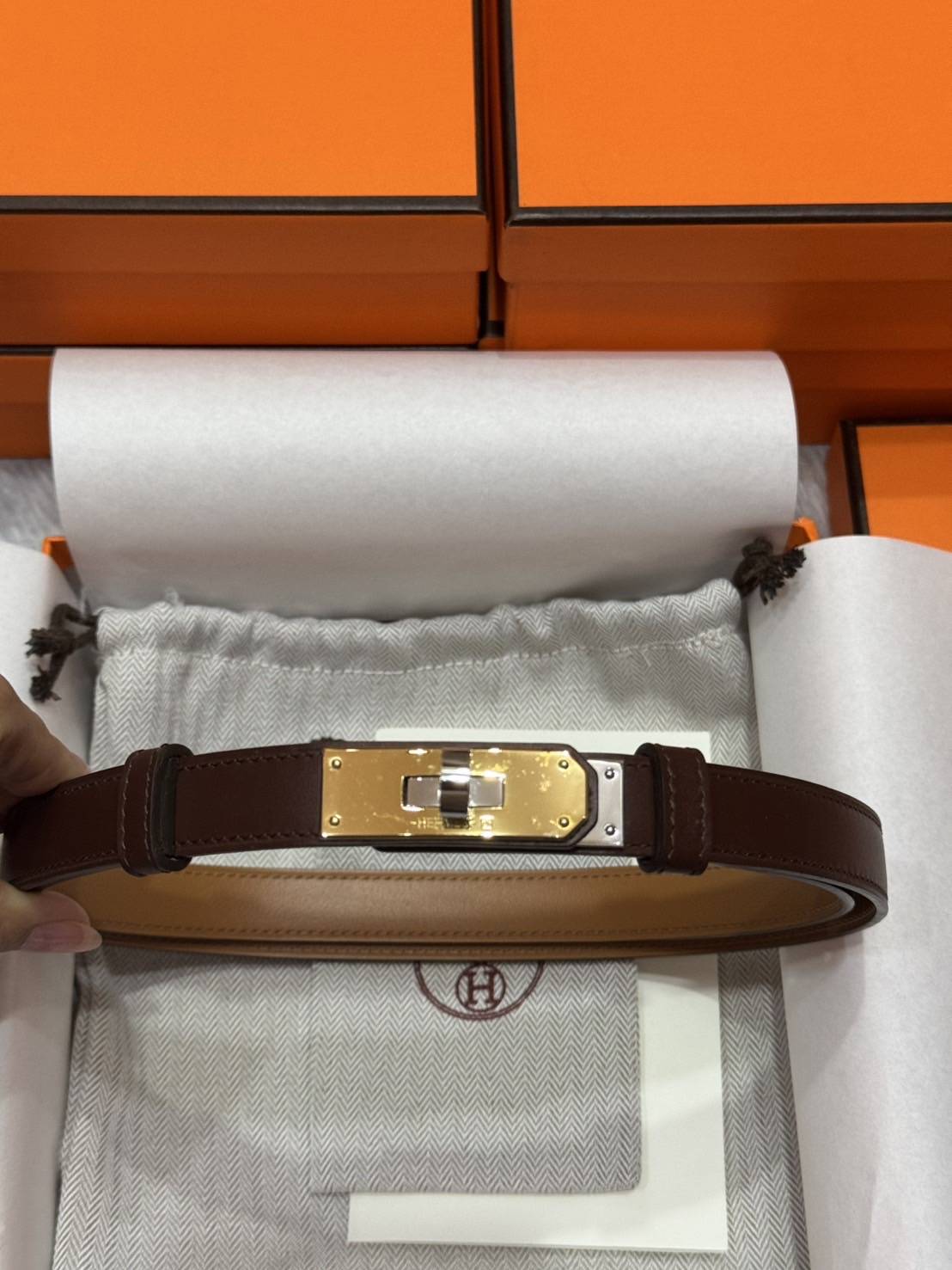 TOP ORI | Hermes Kelly 18 belt leather เข็มขัดแอเมสเกรดเทียบแท้ หนังแท้ full box set