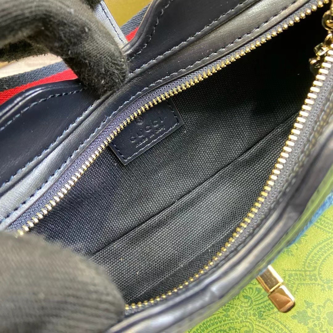 GUCCI MOON SIDE MINI SHOULDER BAG Blue GG denim กระเป๋าสะพายไหล่เดนิม เกรดออริ ท็อป สลับแท้ 1:1 เกรดดีสุด ใช้งานต่างประเทศได้