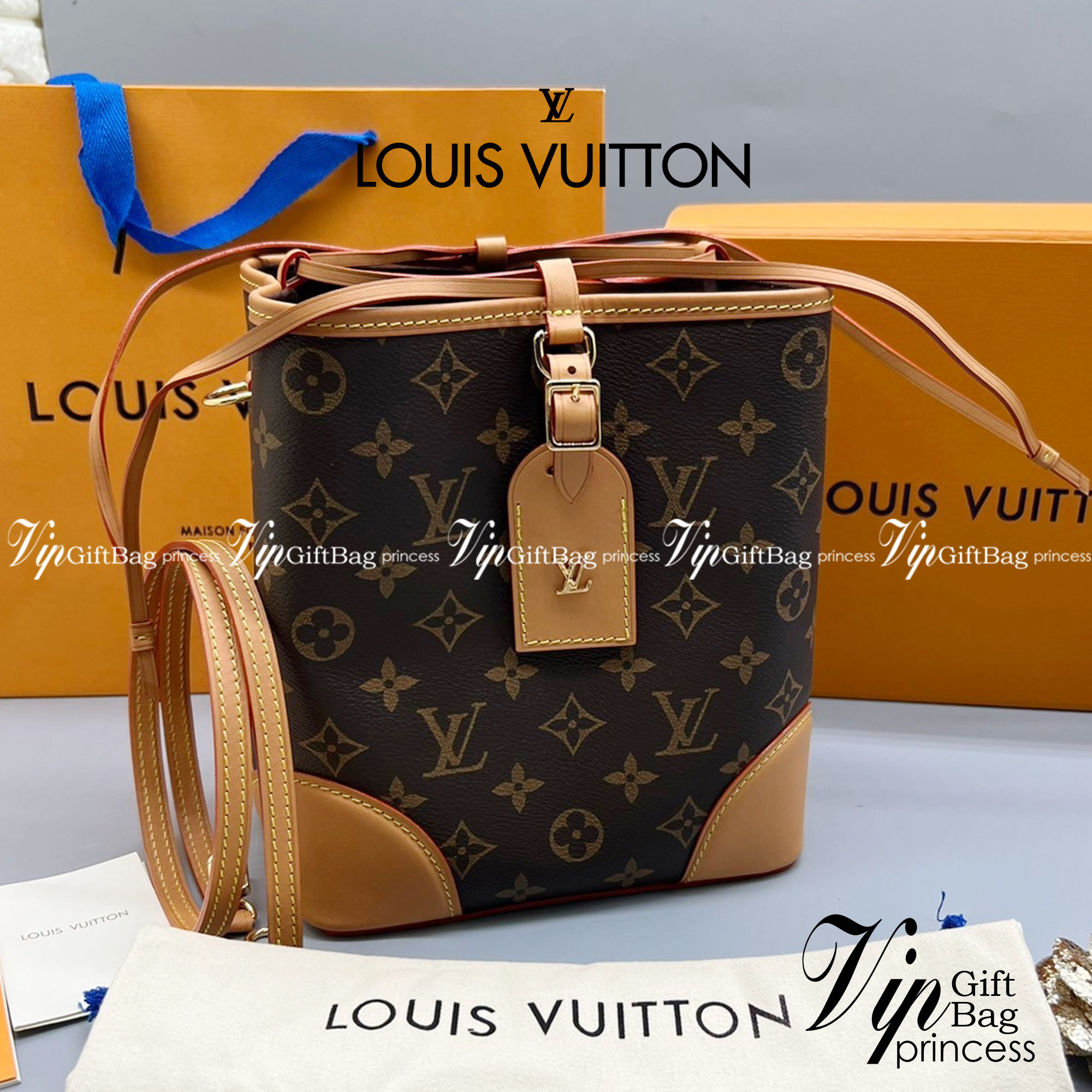ORI Louis Vuitton Noe Purse Monogram Bucket Brown 18cm เกรดออริจินอล พร้อมส่งที่ไทย ภาพสินค้าถ่ายจากงานขายจริง ใช้งานต่างประเทศได้