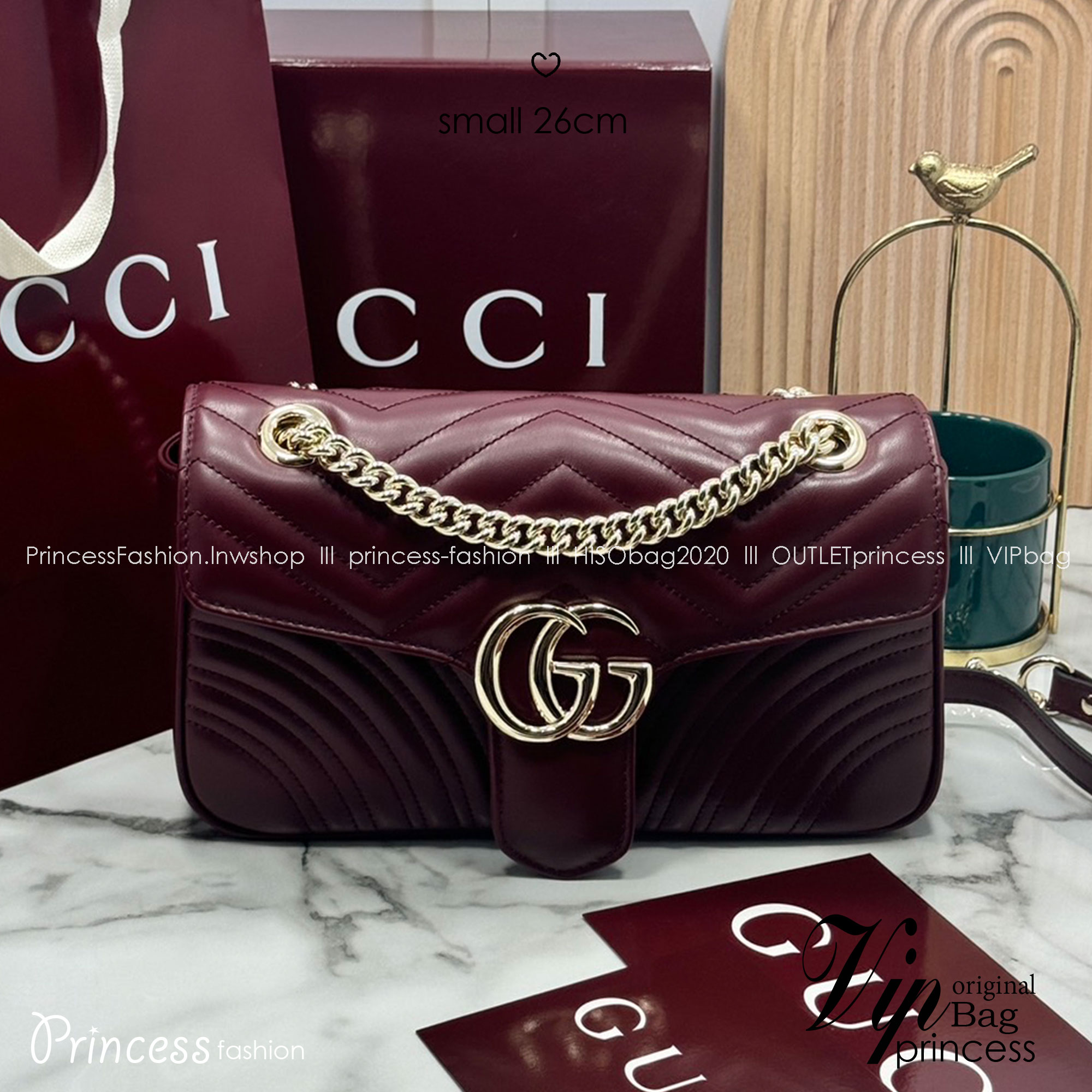 ORI | หนังแท้ GG Marmont small shoulder bag กระเป๋าสะพายข้างรุ่นคลาสสิค ดูแพง อัพลุคได้สบายๆ ด้านหลังดีไซน์รูปหัวใจ