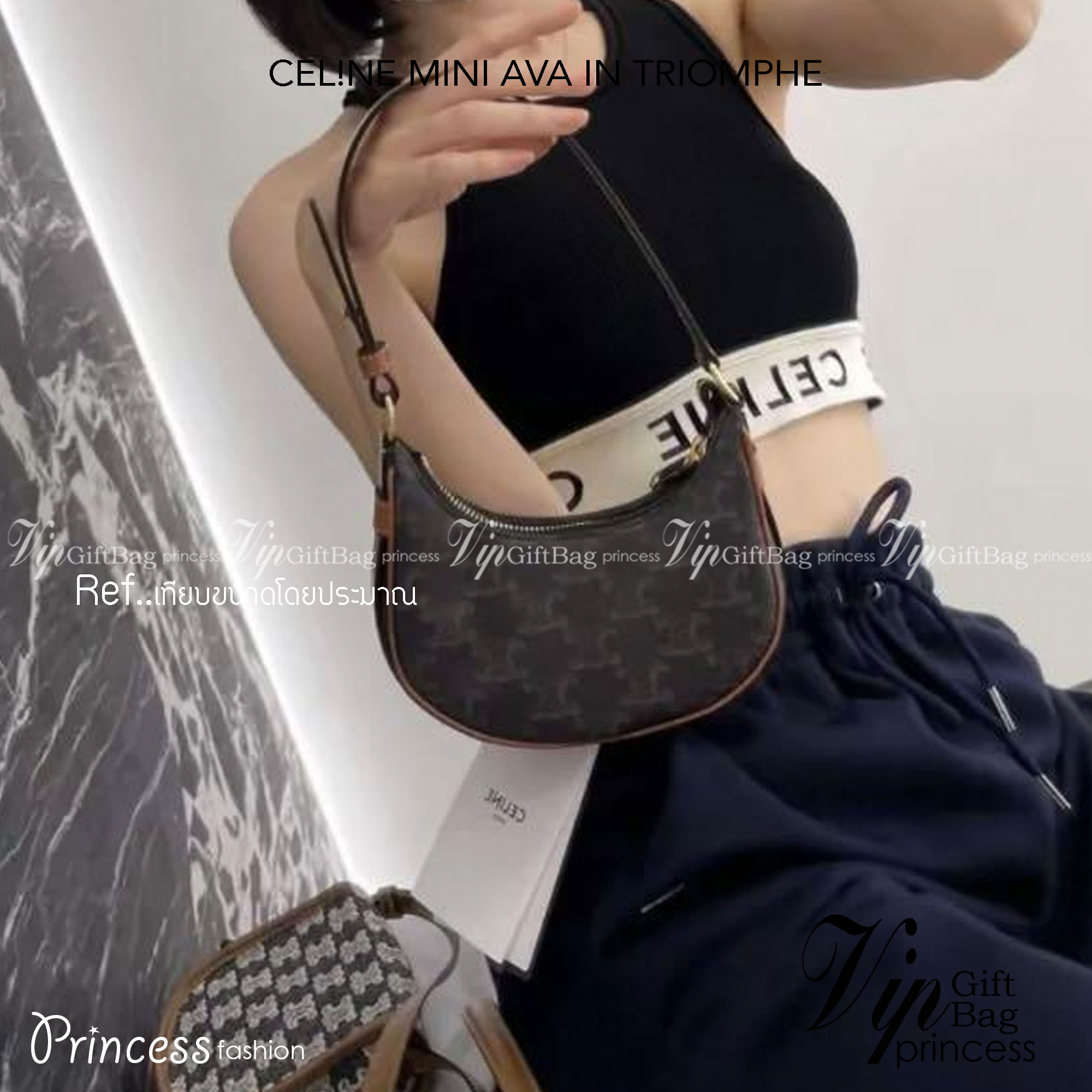 CELINE MINI AVA IN TRIOMPHE CANVAS AND CALFSKIN สวยเกินต้านกับน้องมินิ รุ่นสุดปัง ที่ใครเห็นก็ต้องว้าว กับกระเป๋าสะพายไหล่ ไซส์มินิ น้องน่ารักม้ากกก!! ไม่ไหว!! รูปทรงที่ไม่เหมือนใคร ใช้งานง่าย วัสดุหนังแคนวาสตัดสลับหนังแท้