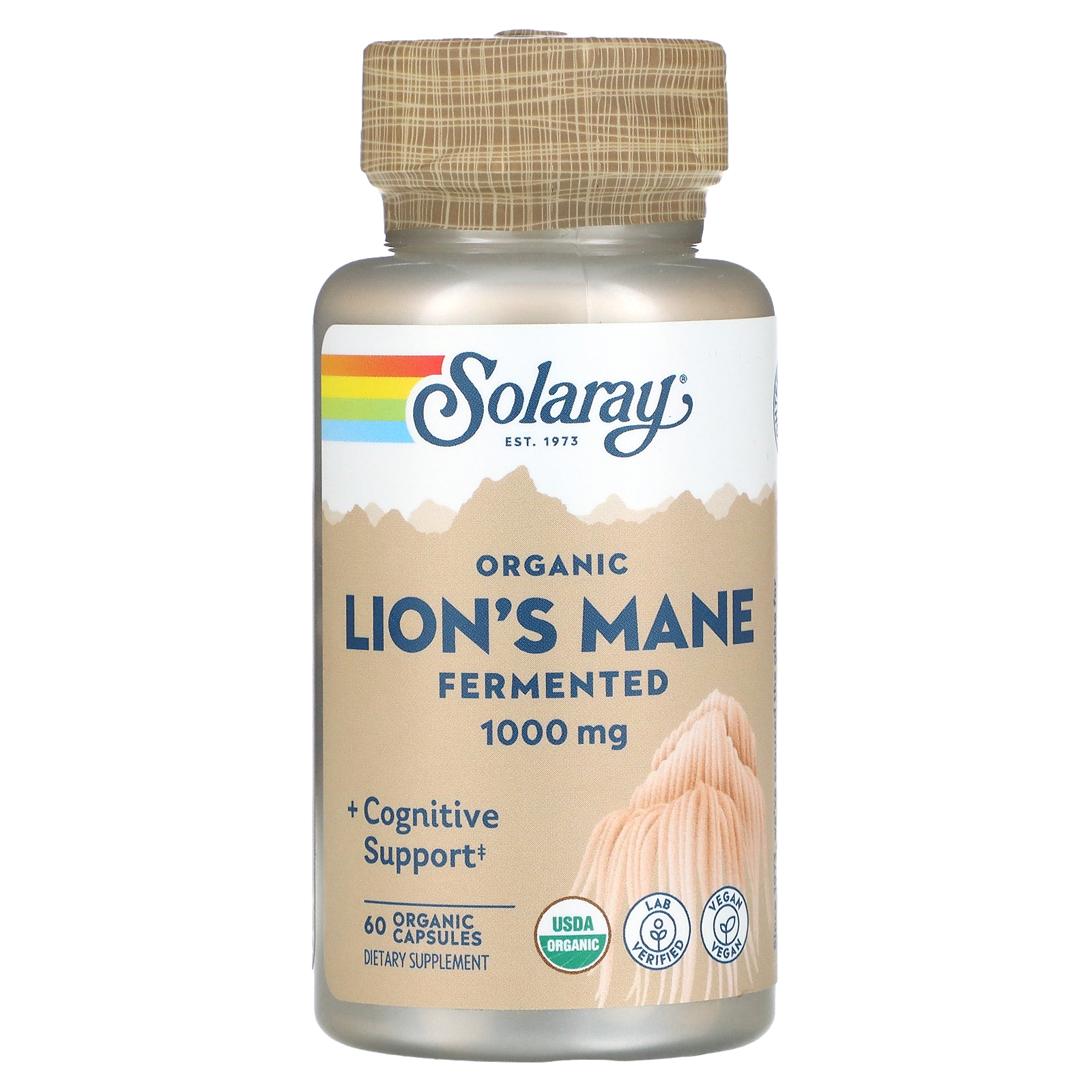 ส่งฟรีลงทะเบียนมีพร้อมส่งค่ะ Solaray Organically Grown Fermented Lions Mane Mushroom 500 mg 60 VegCaps