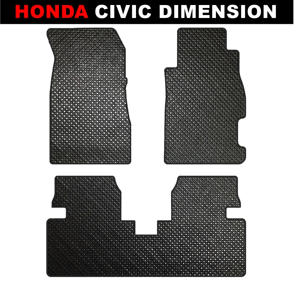 ยางปูพื้นรถยนต์ HONDA CIVIC DIMENSION พรมกระดุมเม็ดเล็ก ซีวิค สีดำ เข้ารูป ตรงรุ่นรถ (พร้อมส่ง)