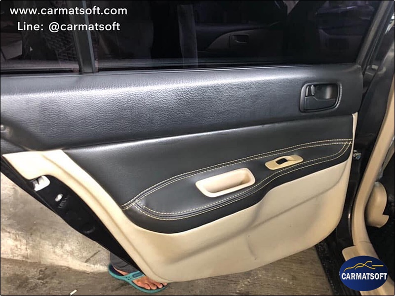 ชุดหุ้มเบาะรถยนต์ LANCER ปี2004-12 หนังPVC เกรดA หนา1มิล สีดำด้ายครีม