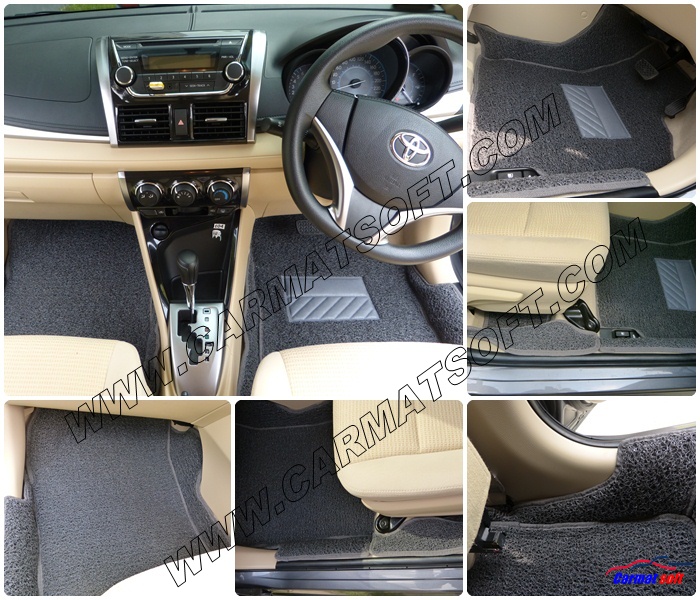 พรมดักฝุ่นไวนิลTOYOTA VIOS 2013-2021 สีเทา เข้ารูป เต็มคัน