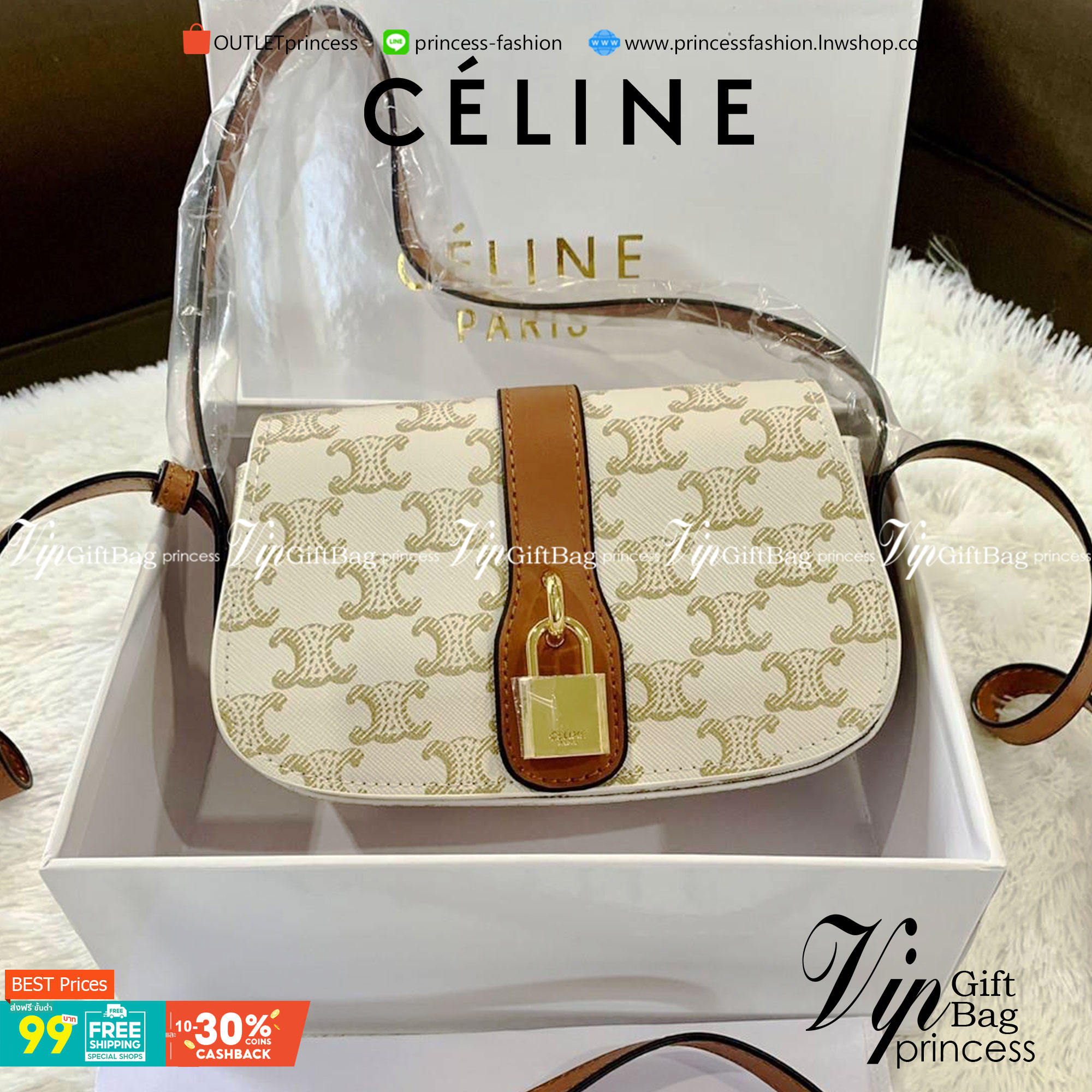 VIP 】CELINE TABOU CLUTCH BAG CELINE MINI CROSSBODY BAG (GWP) วัสดุ Triomphe Canvas หนังสวยอยู่ทรงกันน้ำได้ ขนาดกำลังน่ารัก การออกแบบที่เน้นความเรียบแต่หรู มาพร้อมสายสะพายสั้นและสายสะพายยาว สำหรับสะพายไหล่ สายปรับระดับสั้น-ยาวได้ (ถอดไม่ได้) โดดเด่นที่ด้าน