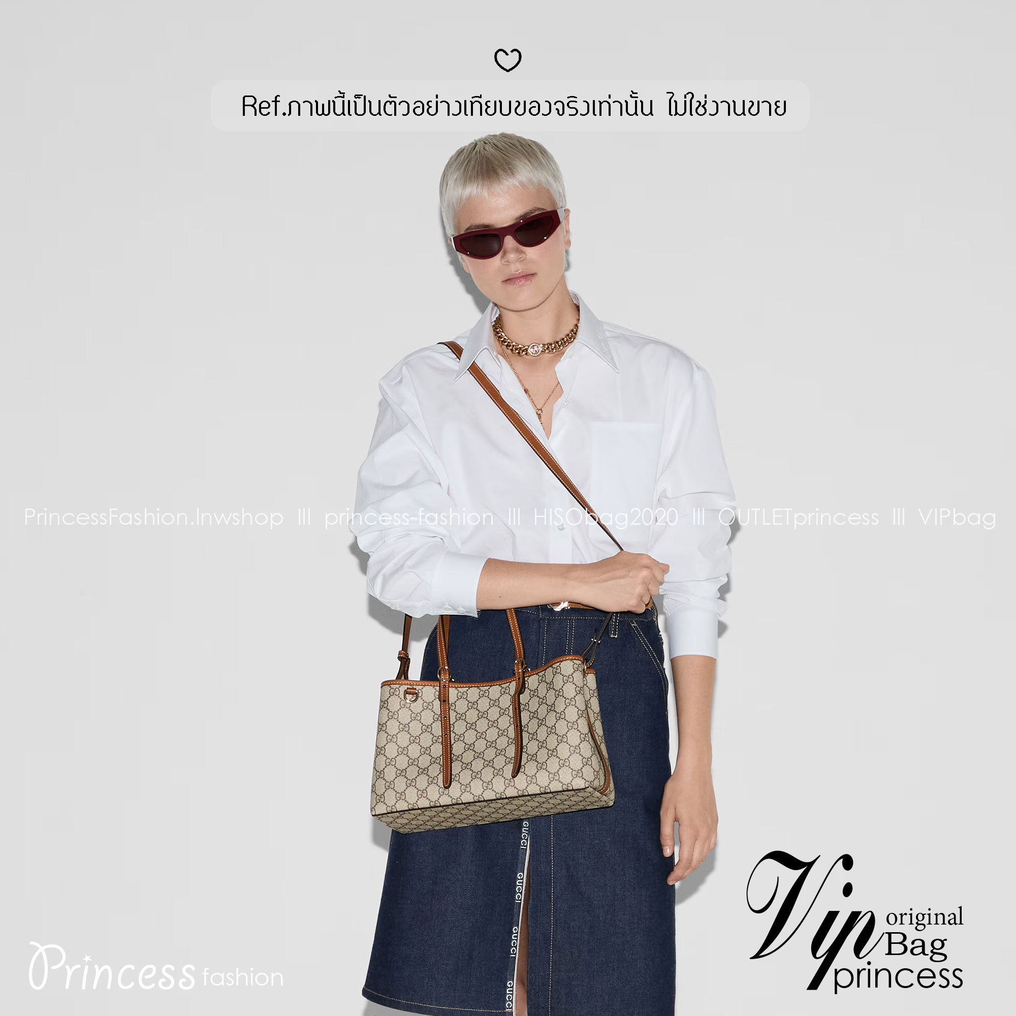 Top ORI หนังแท้ | GUCCI GG Emblem medium tote bag 30cm / GUCCI Tote Bag กระเป๋าสะพายทรงโท้ท คอลเล็กชั่นใหม่ตีความประวัติศาสตร์แห่งความสง่างามและงานฝีมือของแบรนด์ขึ้นใหม่