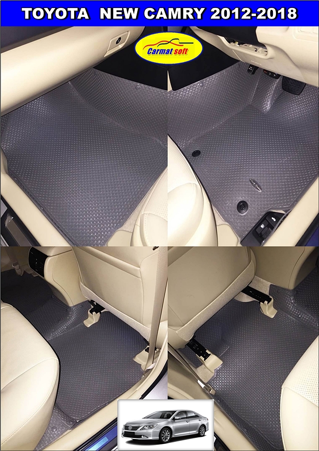 พรมกระดุมเม็ดเล็กรีดขอบ CAMRY 2012-2018 สีเทา เต็มคัน เข้ารูป
