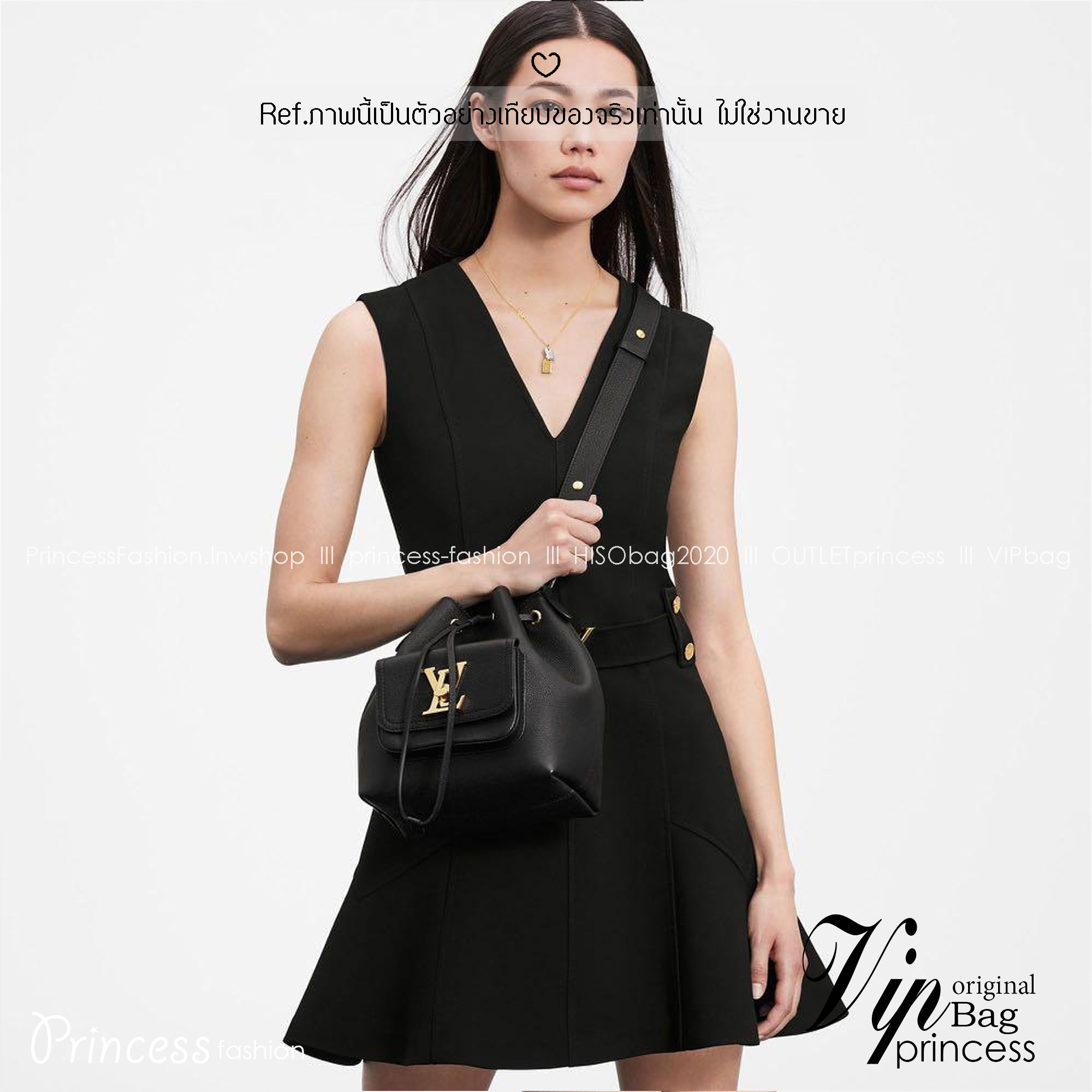 สลับแท้ LV Lockme bucket bag กระเป๋าสะพายทรงบัคเก็ตวินเทจ สวยคลาสสิก งานหนังแท้เต็มใบ โดดเด่นด้วยโลโก้สีทอง ด้วยดีไซส์ที่เรียบหรูเหมาะใช้ได้หลากหลายโอกาส