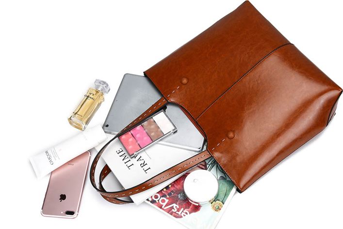 กระเป๋าสะพายข้างผู้หญิง กระเป๋าผู้หญิง ใบใหญ่ ใส่ของได้เยอะ ดีไซน์ แต่งตะเข็บ โชว์ลายหนัง สวย ๆ กระเป๋าผู้หญิง วินเทจ 507820