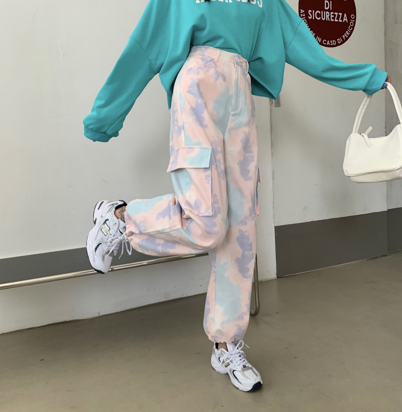 พร้อมส่ง 🎀 Pastel pants กางเกงขายาวทรงกระบอก โทนสีมัดย้อมหวานลูกกวาดมากๆ (31062)
