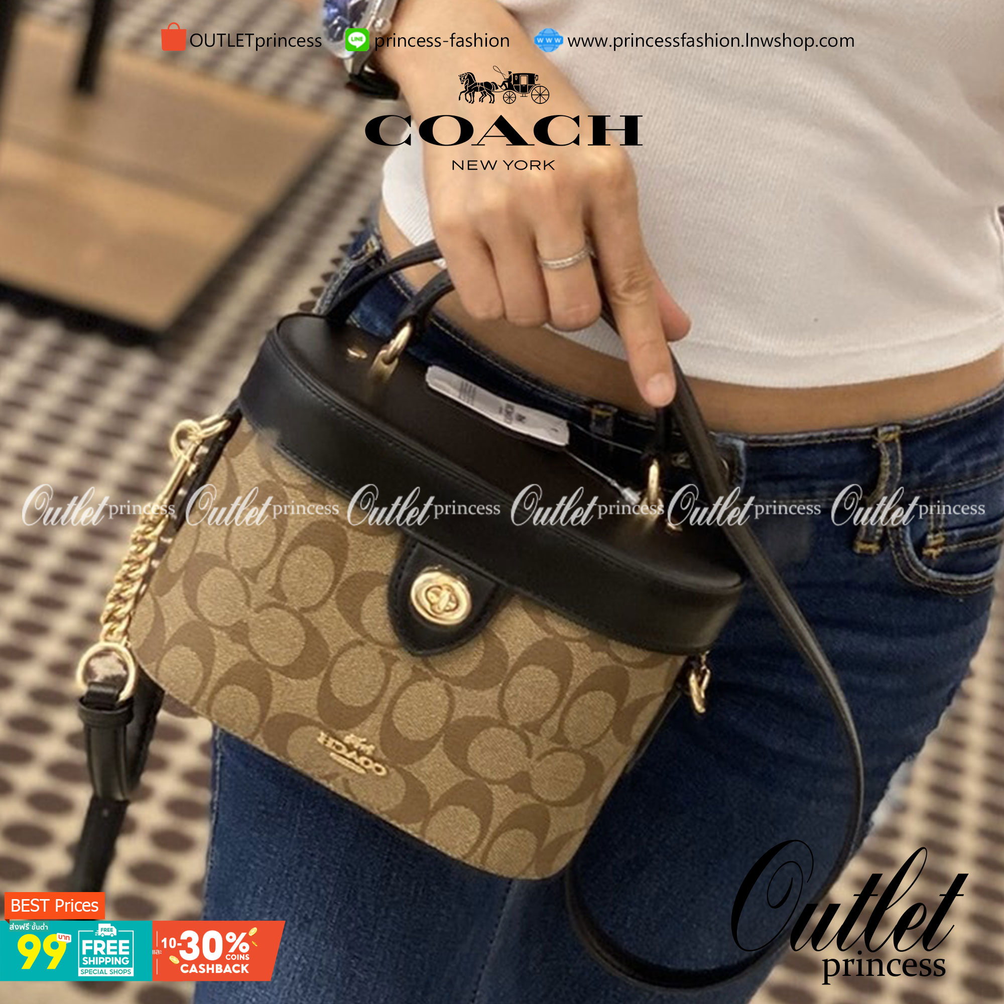 COACH KAY CROSSBODY IN SIGNATURE ((78277)) กลับมาอีกครั้ง! กระเป๋าหิ้ว//สะพายแบบครอสบอดี้ร์ หนังแท้นิ่มสวย เปิดปิดกระเป๋าแบบหมุนล็อค ภายในโล่งสามารถใส่กระเป๋าเงินใบกลางได้;มือถือได้ทุกรุ่น; มีช่องเล็กให้ใส่ของจุกจิก;ซัปในบุผ้าอย่างดีเลยค่ะ มาพร้อมสายสะพาย