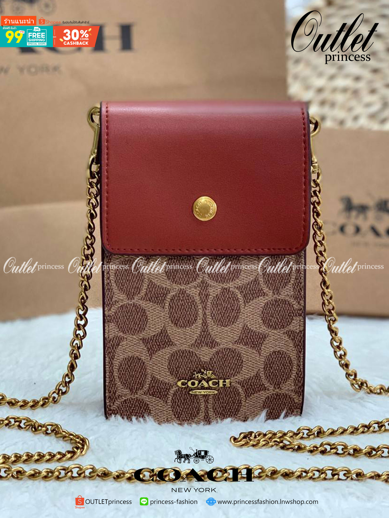 COACH PHONE CASE CROSSBODY BAG ((73486//76988//76357//39955//91046)) COACH NORTH/SOUTH CROSSBODY IN SIGNATURE CANVAS กระเป๋าใส่โทรศัพท์รุ่นนี้ มีความโดดเด่นทั้งดีไซน์และคุณสมบัติในการใช้งาน ด้วยลวดลายที่มีซิกเนเจอร์เป็นเอกลักษณ์แล้ว ด้านหลังยังมีช่องใส่กา