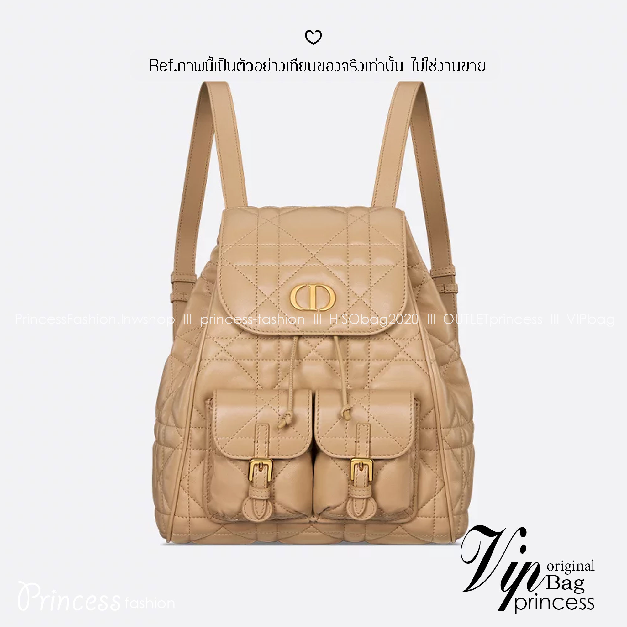 DIOR Medium Dior Caro Backpack Biscuit Macrocannage Leather กระเป๋าเป้สะพายหลังคาโร Cruise 2025 งานหนังเต็มใบ ดีไซส์ทันสมัยและสง่างาม ขนาดกลางใช้งานง่าย 🤍 สินค้าเกรดออริจินอล 1:1 หนังแท้ สลับแท้