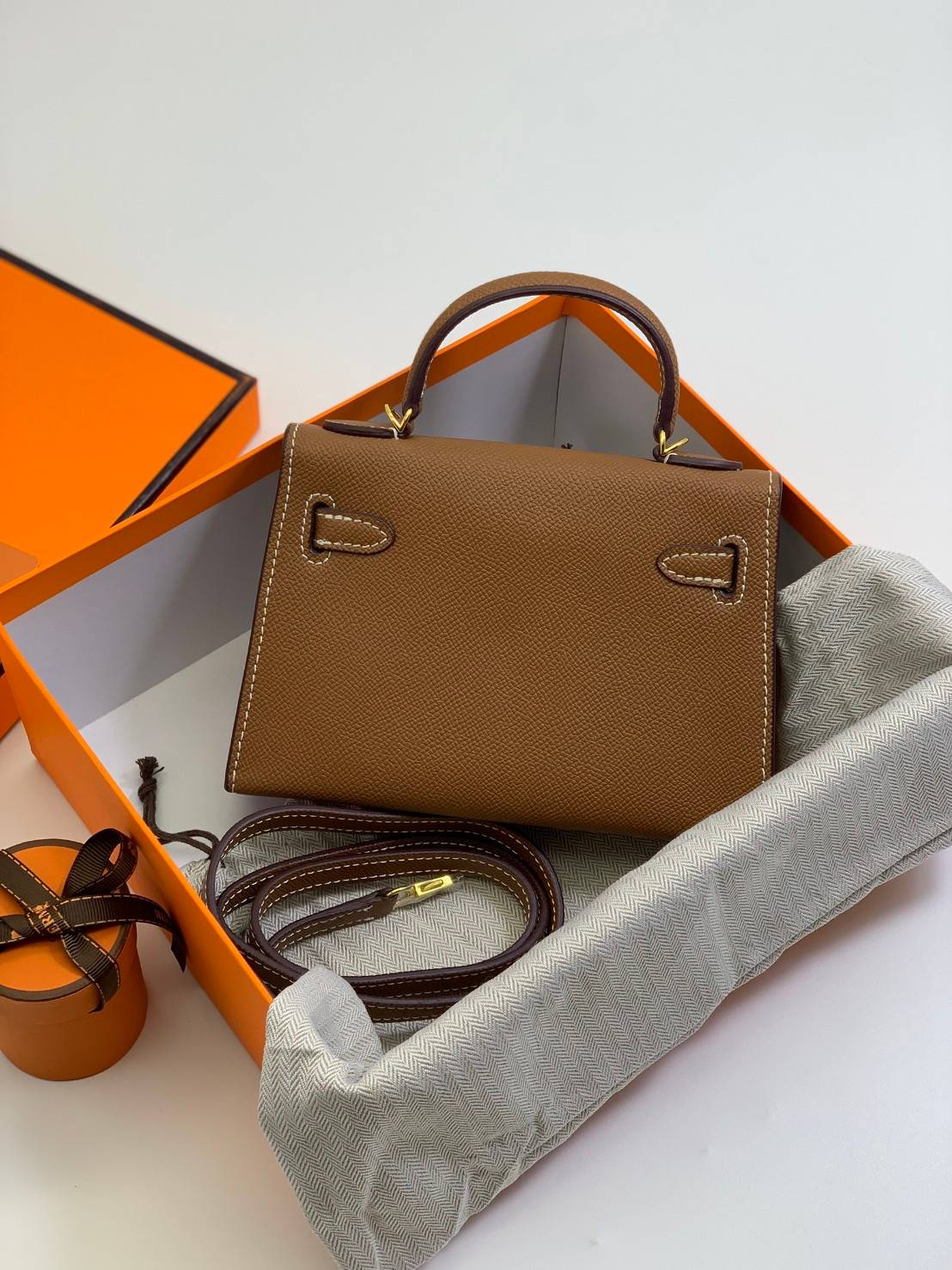 VIP หนังแท้ 】HERMES KELLY 20 MINI SELLIER GOLD EPSOM GOLD HARDWARE