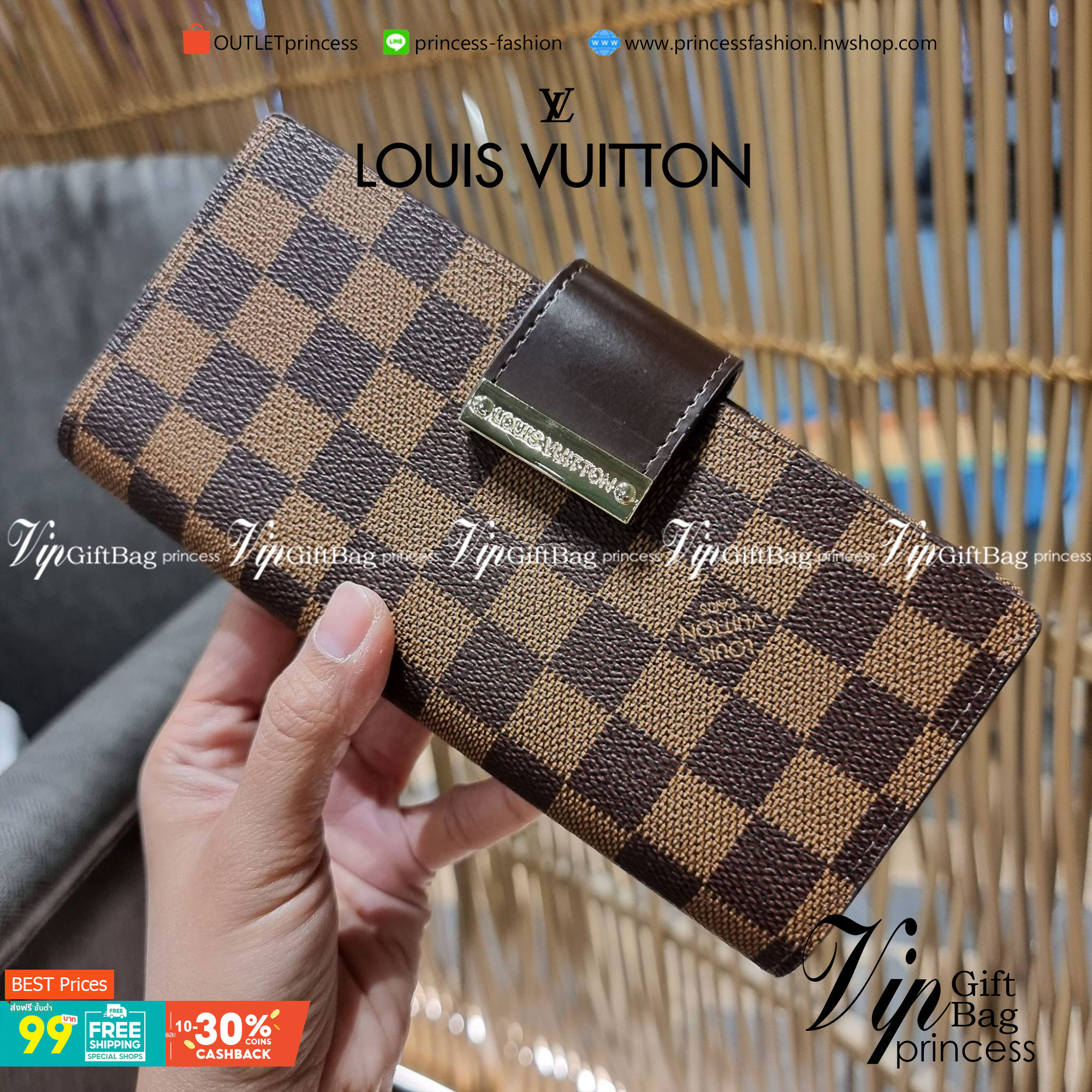 VIP 】ได้เวลาเปลี่ยนกระเป๋าสตางค์รับทรัพย์กันแล้ว!! LV vip wallet กระเป๋าสตางค์พรีเมี่ยมกิ๊ฟ เป็นไอเท็มหายาก ที่สาวๆต้องว้าว!! ใบยาวขนาดกำลังเหมาะมือ ถือแล้วขับผิวทุกสี วัสดุหนังแคนวาส ทนทาน เปิด-ปิดด้วยกระดุม ภายในมีช่องใส่บัตรเยอะมาก แบ่งสัดส่วนสวย ใส่ธน