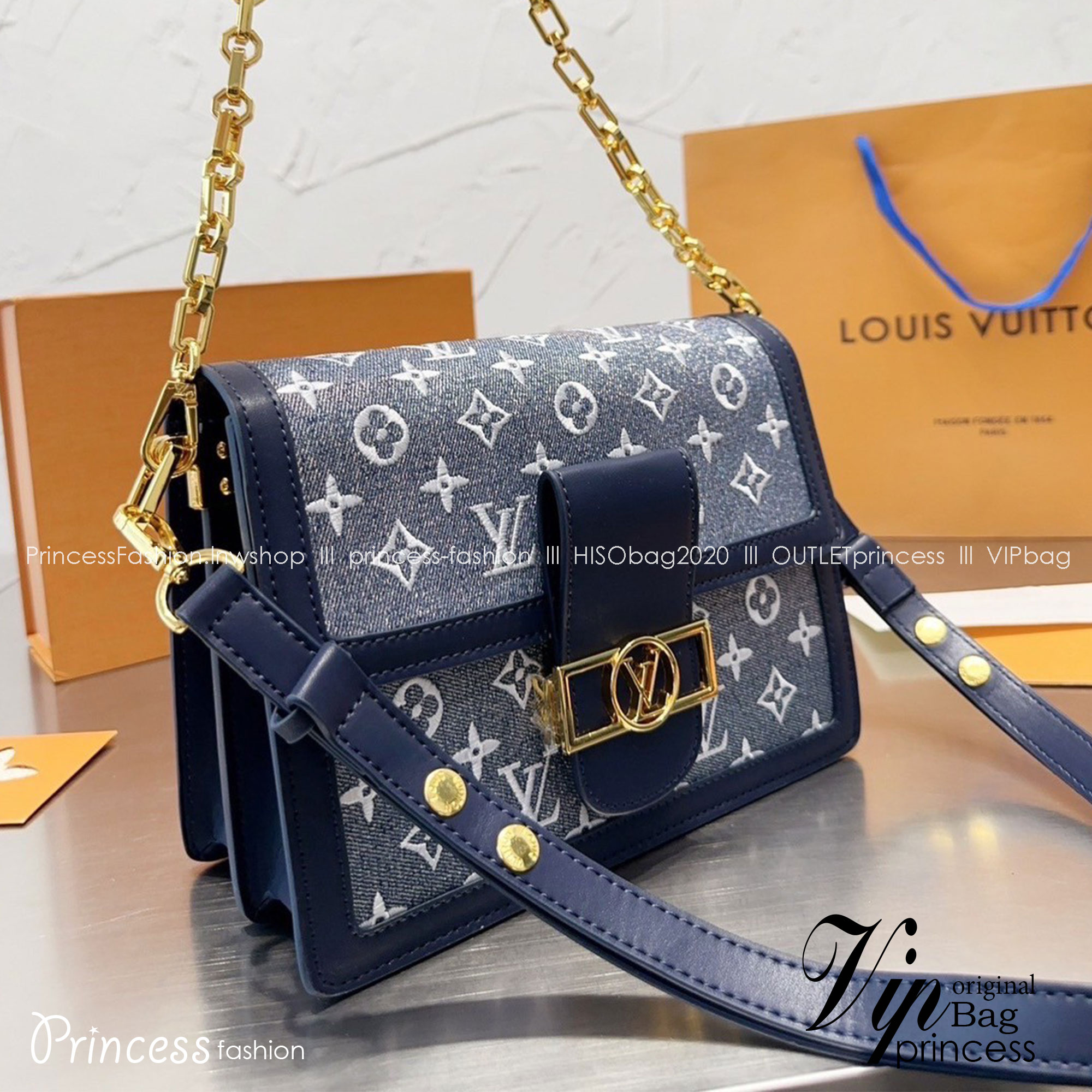 LV Dauphine Monogram Jacquard Denim 25cm งานเดนิม สวยเท่ห์มากๆ ไม่มองไม่เหลียวไม่ได้แล้ว!! สร้างดีเทลผู้ดี กระเป๋าสะพาย ดีไซน์เลิศ สวยปังในราคาโดนใจ แบบนี้ใครไหวไปก่อน ไม่ไหวก็ต้องสั่งได้เลยจ้า!!