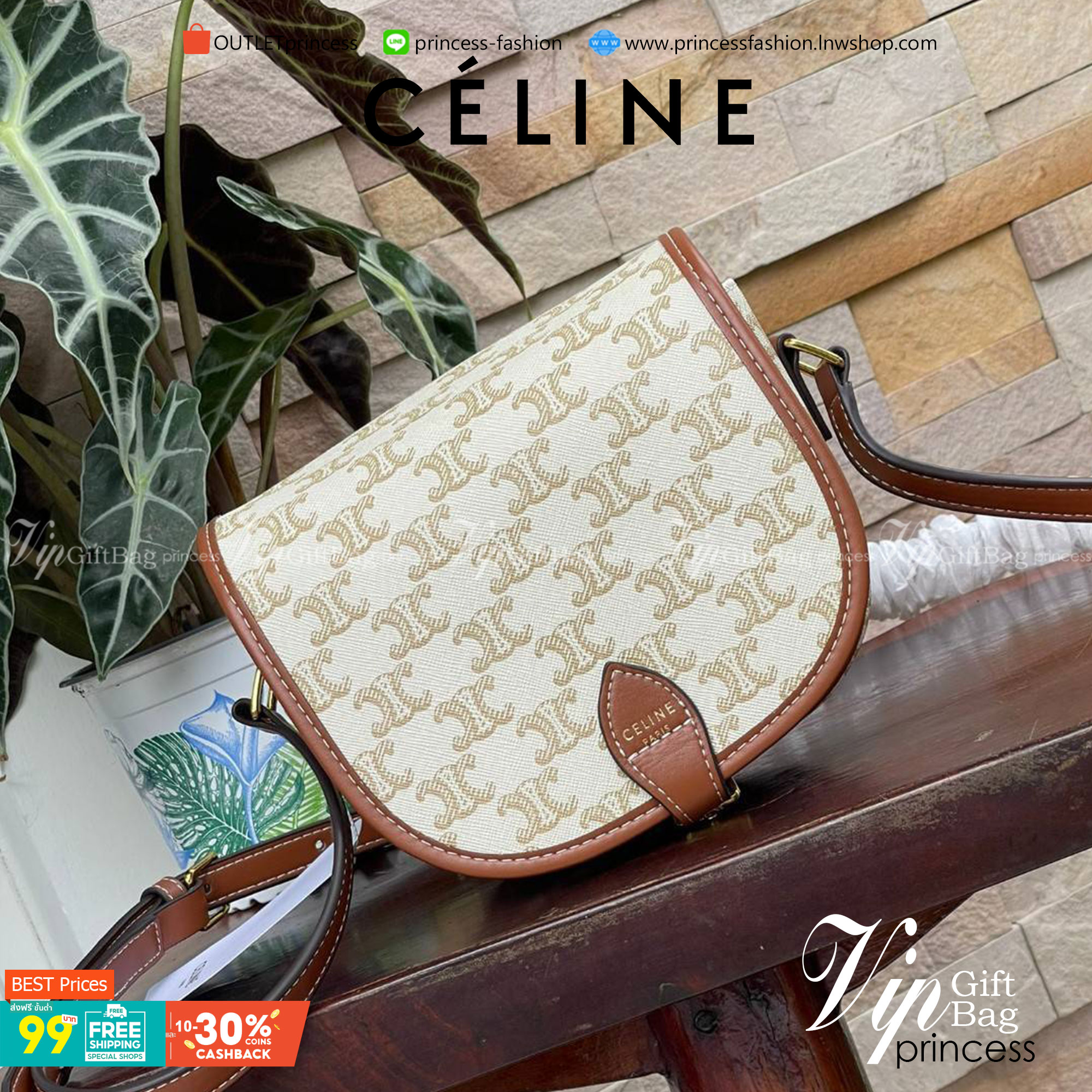 CELINE MEDIUM FOLCO BAG IN TRIOMPHE CANVAS หากใครที่กำลังมองหากระเป๋าสะพายข้าง ขนาดกะทัดรัด และเรียบหรู ต้องใบนี้เลยค่ะ เป็นกระเป๋าเปิดปิดแบบแบบฝาผับที่มีรูปทรงโค้งและที่ล็อกรูปทรงคล้ายเข็มขัด อีกทั้งยังสะท้อนความสวยสไตล์สาวปารีสได้อีกด้วย ด้านในของรุ่นนี