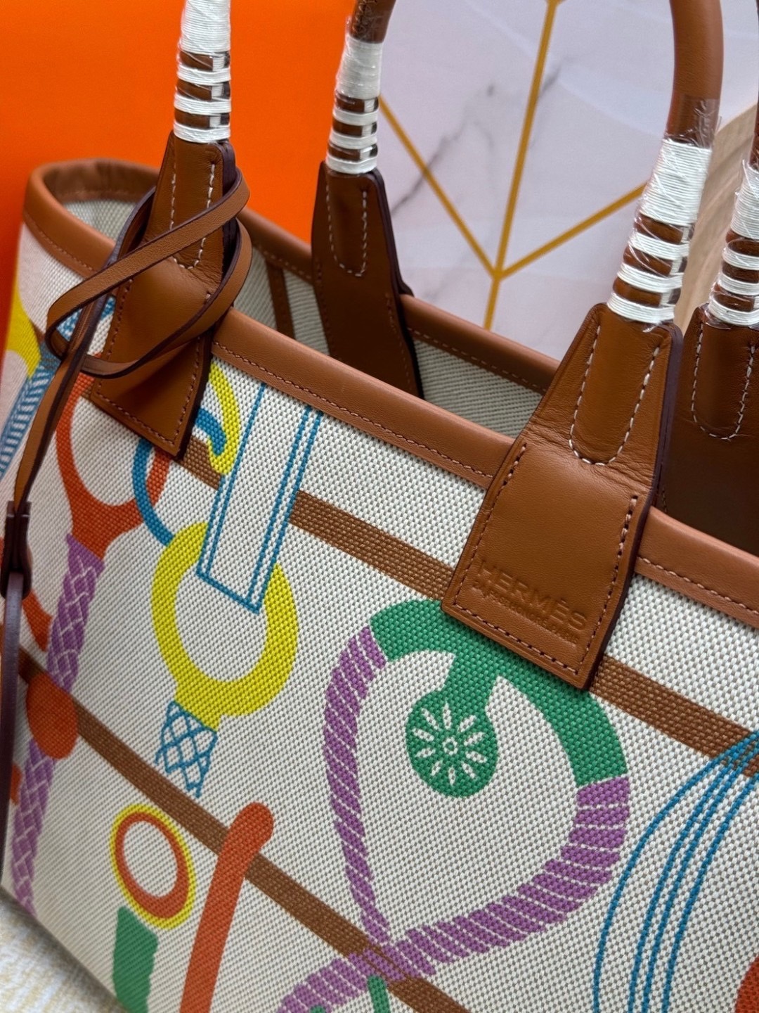 HERMES Steeple Tote Bag / H Steeple canvas tote bag 30cm กระเป๋าทรงโท้ทแคนวาสอย่างดี พิมพ์ลายคมชัด ลายใหม่สวยหรู เกรดออริ สลับแท้