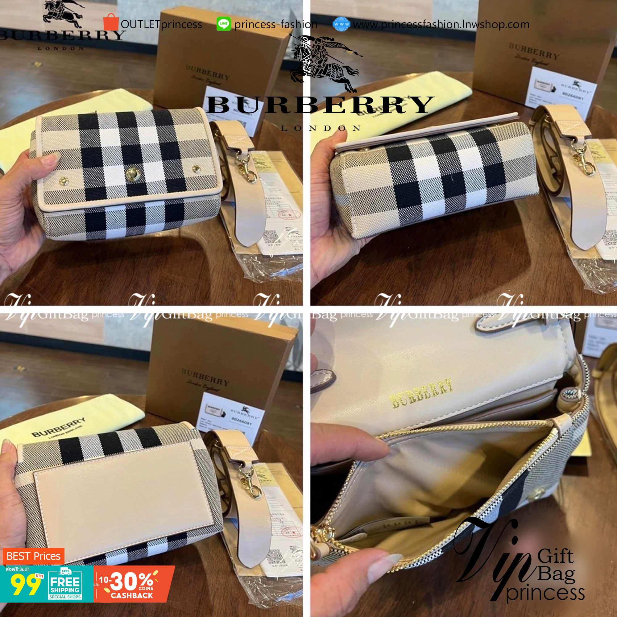 VIP 】BURBERRY FRAGRANCES VINTAGE CROSSBODY BAG กระเป๋าสะพายลายออริจินอลเรียบหรูสุดคลาสสิค เปิดหน้าสะดวกใช้ ภายในปั้มโลโก้ พร้อมสายสะพายหนังยาวปรับระดับได้จะสะพายไหล่หรือ Crossbody ก็ดูดีสวยน่าใช้มากค่ะเป็นอีกหนึ่งไอเท็มแนะนำ สินค้ามาพร้อมถุงผ้ากันฝุ่นแบรน