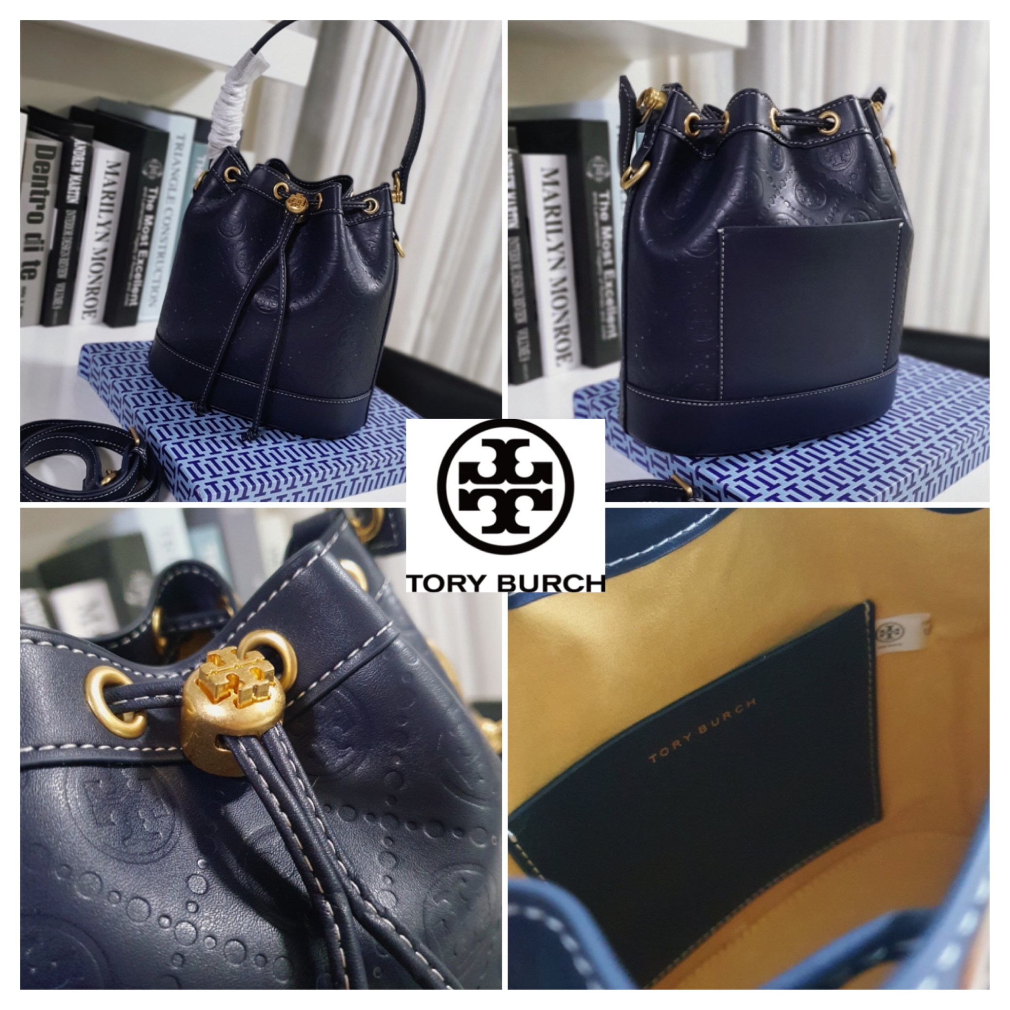 Tory burch monogram leather bucket bag ดีไซน์สวยงามตามแบบฉบับของแบรนด์แล้ว ที่ทำจากวัสดุหนังแท้ ตัวกระเป๋าอยู่ทรงสวยมีลายแบรนด์สวยหรู ใช้รูดเปิดปิด ภายในบุผ้าอย่างดี มีช่องเล็กหนึ่งช่อง ใส่ของได้หลากหลายขนาดกำลังดี ที่นอกจากจะได้เรื่องดีไซน์สวยงาม