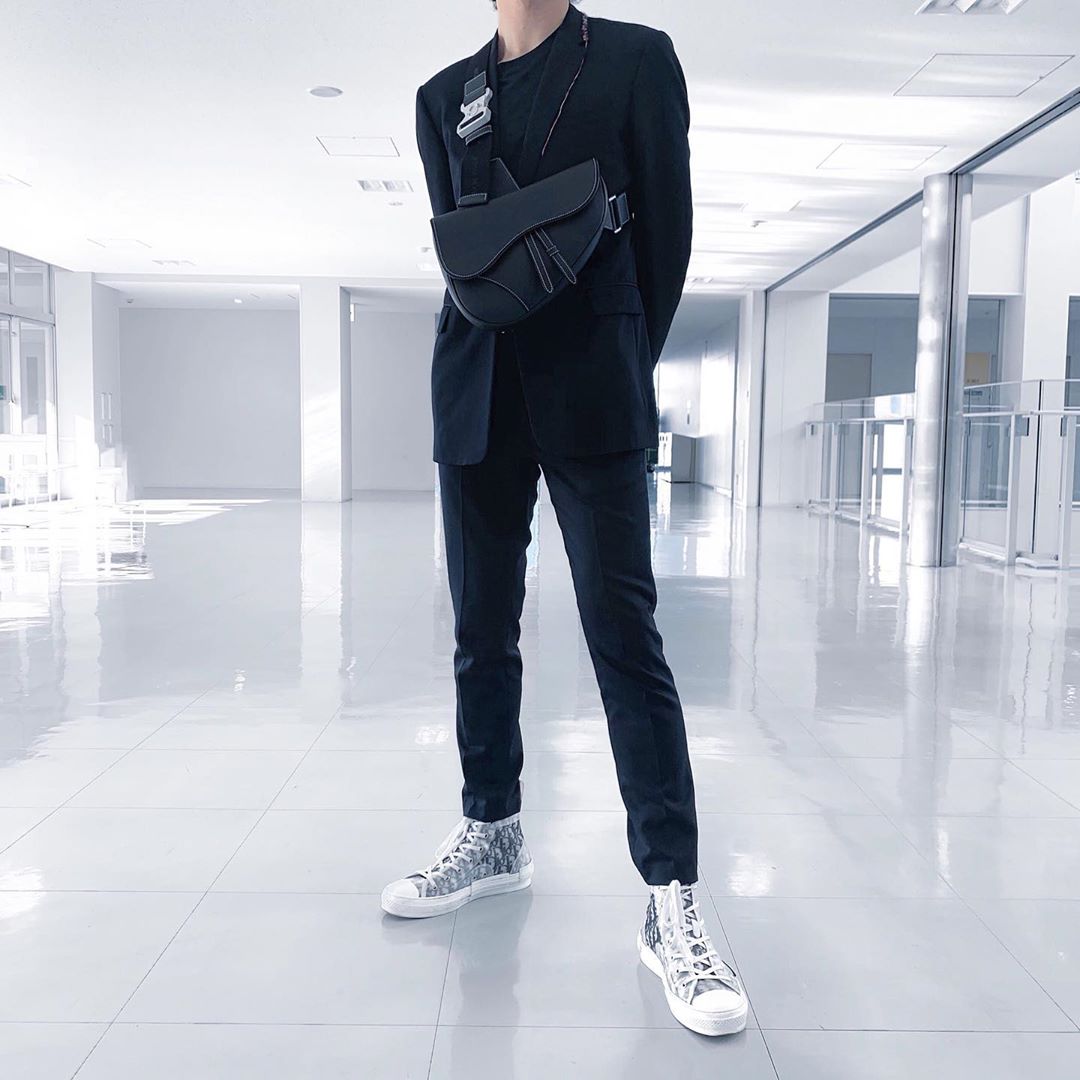 CHRISTIAN DIOR SADDLE BAG Black Dior Oblique Jacquard