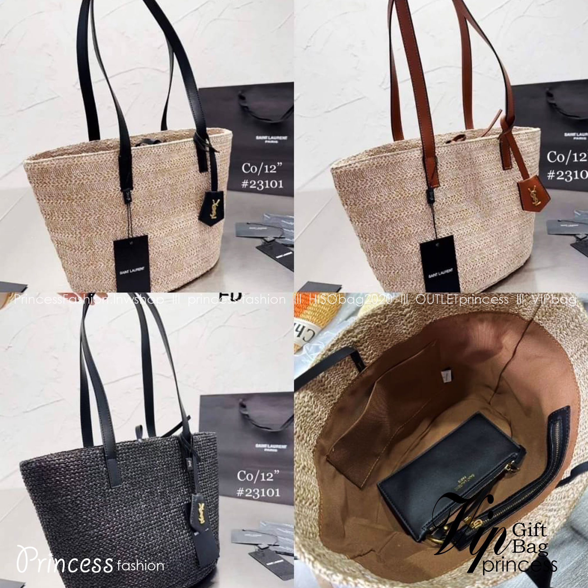 YSL Panier Medium Raffia Tote Bag กระเป๋าสะพายสานทรงโท้ทยูนีค ที่เติมดีเทลความหรูด้วยตัวกระเป๋าเป็นวัสดุสังเคราห์จากธรรมชาติ สานทอเต็มใบออกมาเป็นลวดลายสวยงาม ภายในโล่งกว้างมาก