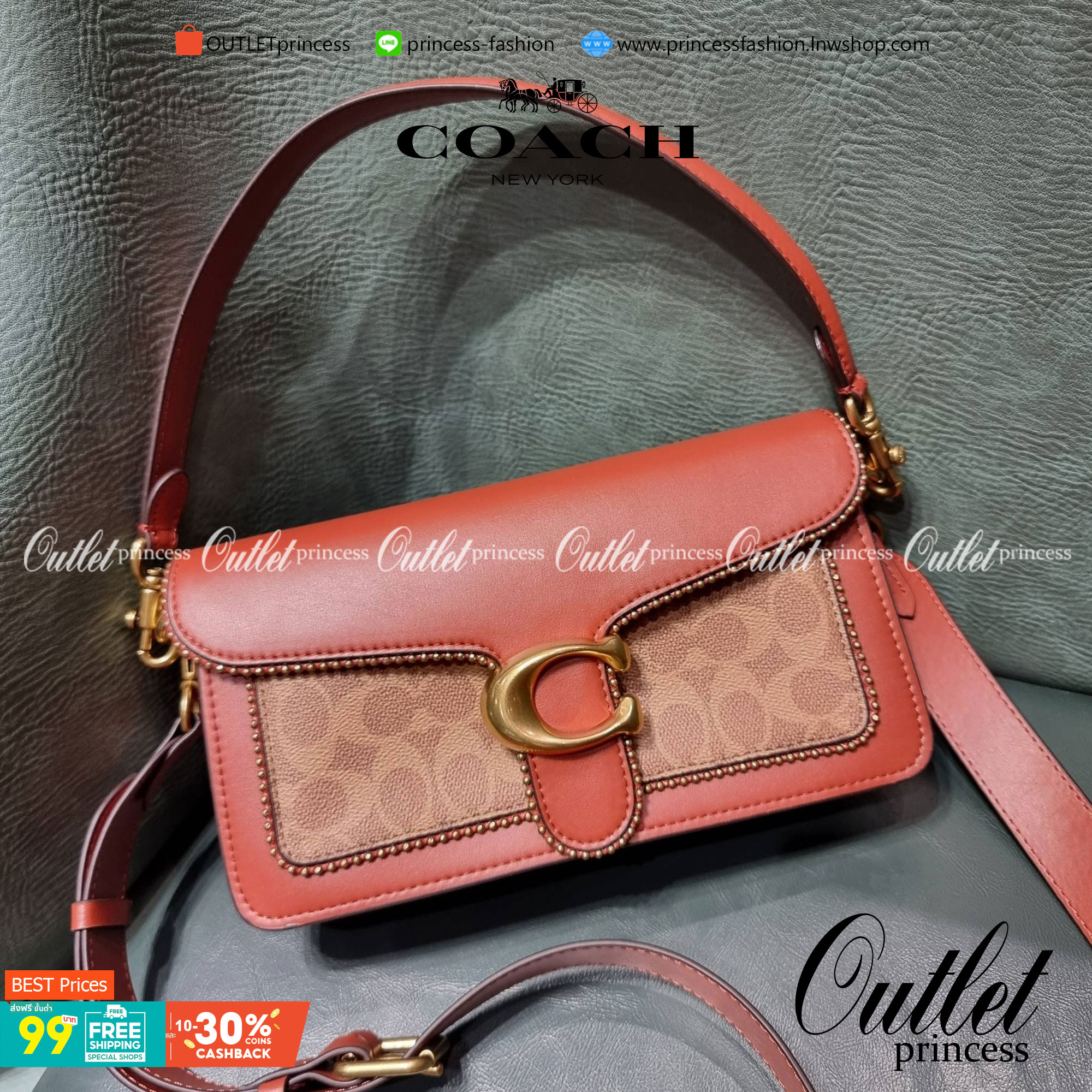 COACH TABBY SHOULDER BAG 26 IN SIGNATURE CANVAS WITH BEADCHAIN (6793,91215) กระเป๋าสะพายไหล่ ดีไซน์วินเทจย้อนยุค สวยคมชัด คลาสสิคใช้ได้ทุกลุค วัสดุหนังแท้สลับหนังแคนวาสเคลือบลาย เปิด-ปิดด้วยแม่เหล็กในตัว รับรองแน่นหนา ด้านหลังมีช่องแยก ภายในเป็นช่องโล่ง ข