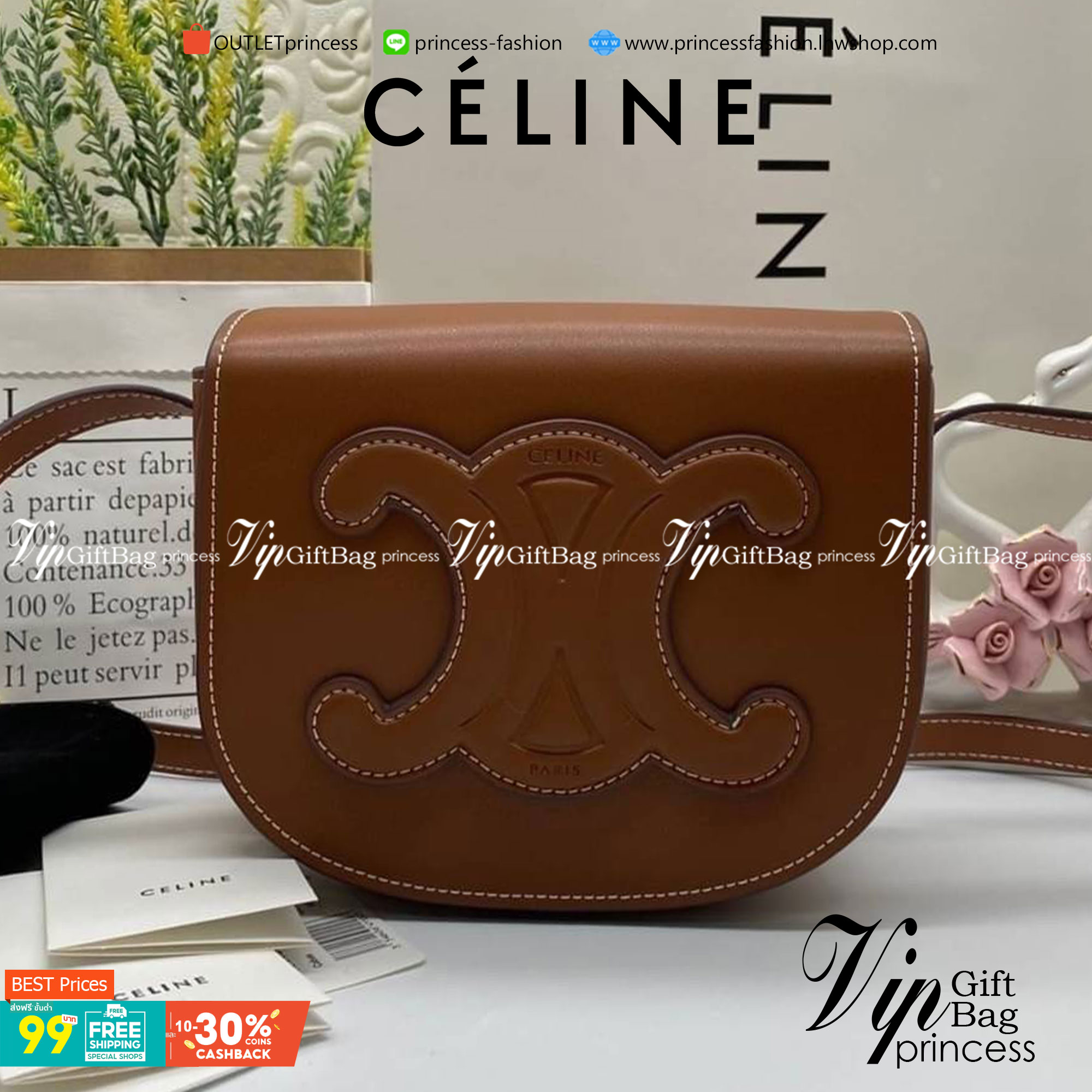 VIP 】CELINE FOLCO CUIR TRIOMPHE in Smooth Calfskin ใหม่ล่าสุดของแบรนด์CELINE ให้ลุคชิคแอนด์ชิล (GWP) พรีเมี่ยมกิ๊ฟ Limited Edition จาก CELINE PERFUME DUTY FREE COUNTER วัสดุหนังแท้ (Calfskin) ขนาดกระทัดรัด น้ำหนักเบา โดดเด่นด้วยดีไซน์โลโก้แบรนด์ที่ด้านหน้