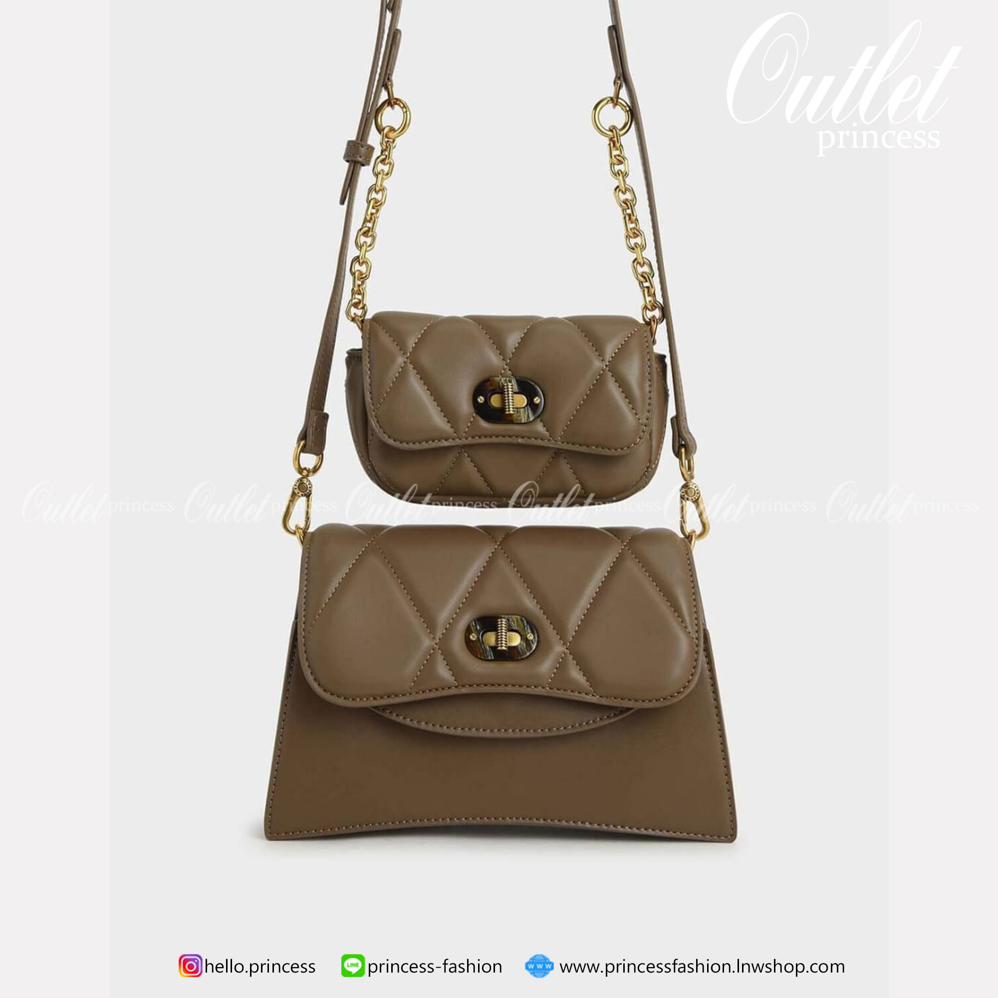 Charles & Keith Padded Double Pocket Shoulder Bag กระเป๋าสะพายข้างใบเก๋ (มีใบลูกให้) ด้วยดีไซน์ที่มีเอกลักษณ์เฉพาะตัว อะไหล่สีทองเพิ่มความหรูหรา ตัดกับตัวฝากระเป๋าที่มีการเดินด้ายเพิ่มดีเทล คือเริศมากๆ เปิดปิดแบบตัวหมุนล็อก มีช่องแม่เหล็กด้านหน้าใส่ iPhon