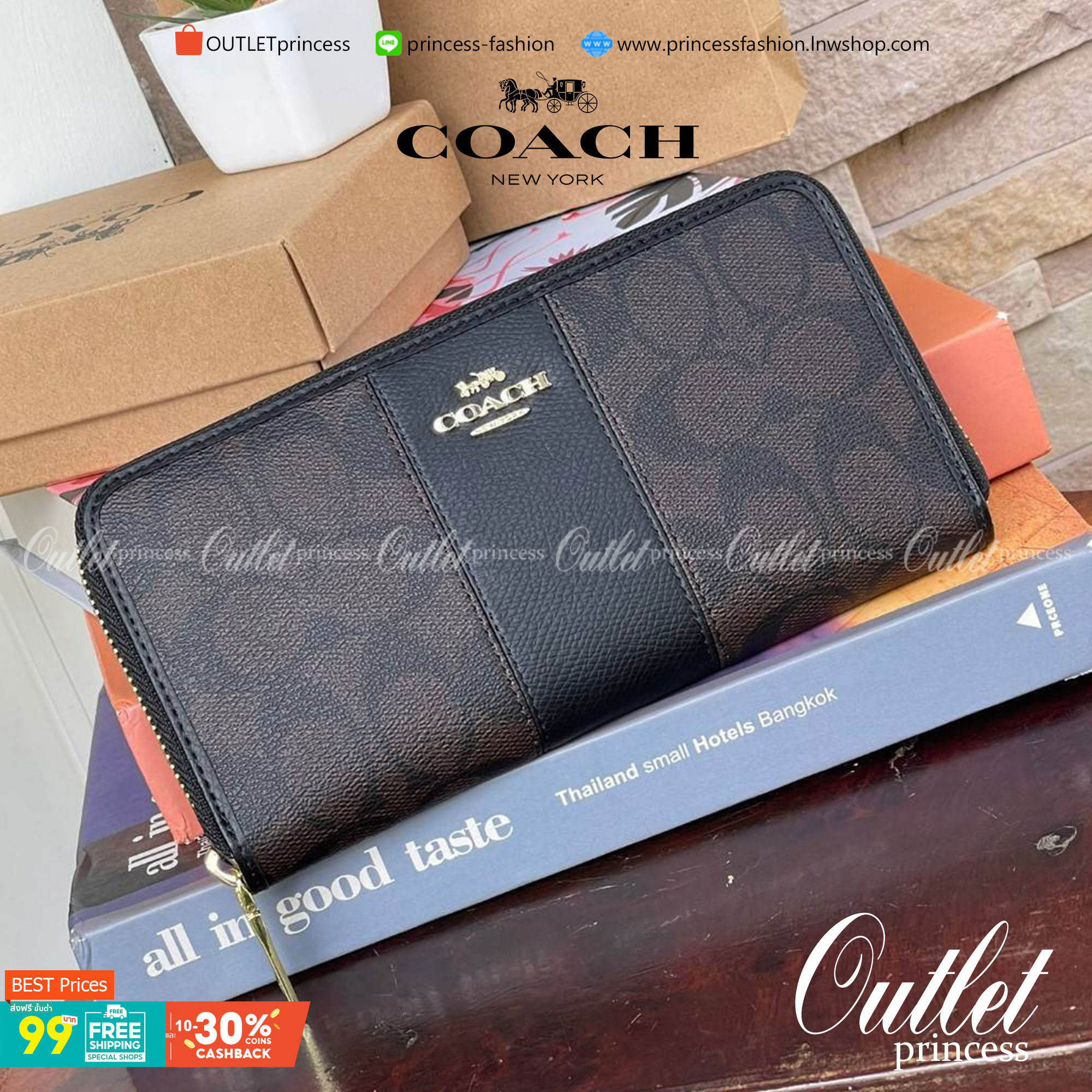 COACH F54630 ACCORDION ZIP WALLET IN SIGNATURE เป็นกระเป๋าสตางค์ที่เหมาะกับการใช้งาน นอกจากเพิ่มความมั่นใจแล้ว ยังทำให้ชีวิตของเราง่ายขึ้นอีกด้วย โดยการเปิดปิดแบบซิปรอบ สามารถใส่ธนบัตร เหรียญ บัตรต่างๆได้หลายใบเลยทีเดียว ขนาดของกระเป๋าสามารถถือแทนกระเป๋าค