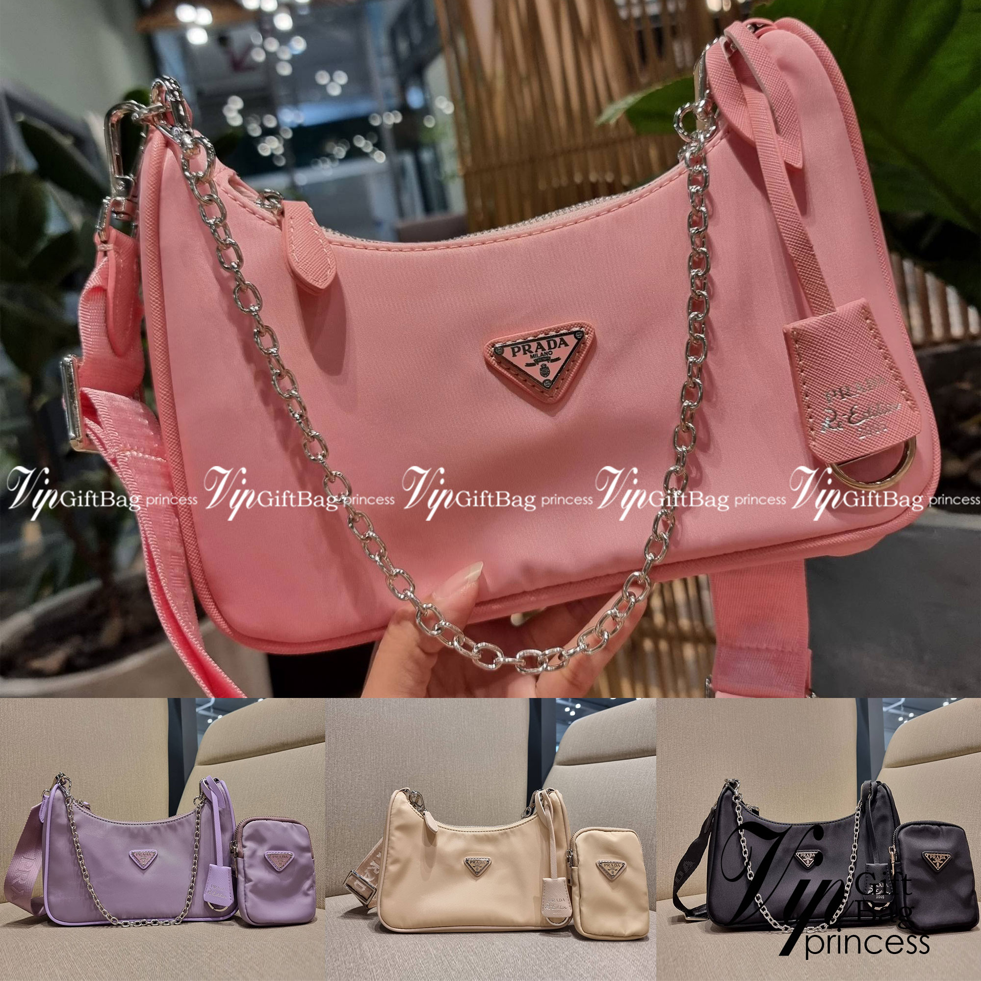 VIP 🥂 PRADA RE-EDITION 2005 RE-NYLON SHOULDER BAG ไอเท็มสุดปัง ที่ฮิตตลอดกาลไม่ว่าจะปีไหนๆ จัดให้ครบทั้งสีขายดีและสีใหม่ล่าสุด ที่สายคุณหนูห้ามพลาด!! กับกระเป๋าสะพายทรงคลาสสิค เหมาะเป็น everyday bag มากๆ วัสดุผ้าไนล่อนคุณภาพ พร้อมใบลูก ไว้ใส่เหรีย