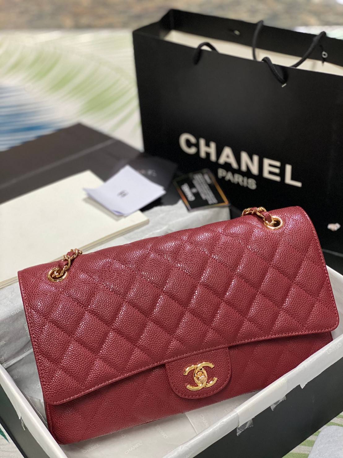CHANEL LARGE CLASSIC JUMBO HANDBAG 30cm พร้อมส่งที่ไทย Lambskin & Grained Calfskin