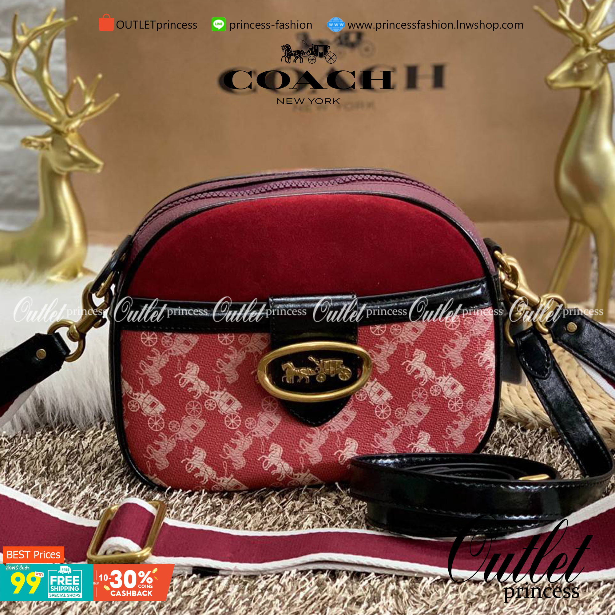 COACH KAT CROSSBODY WITH HORSE AND CARRIAGE PRINT ((88480//88544)) พร้อมส่งค่ะ! กระเป๋าสะพายแบบครอสบอดี้ร์ หนังแท้อย่างดี ตัวกระเป๋าเก๋ด้วยการพิมพ์ลายรถม้าค่ะ ด้านหน้ามีช่องกระดุมแม่เหล็กสำหรับใส่ของจุกจิกได้ พร้อมโลโก้แบรนด์สุดหรู