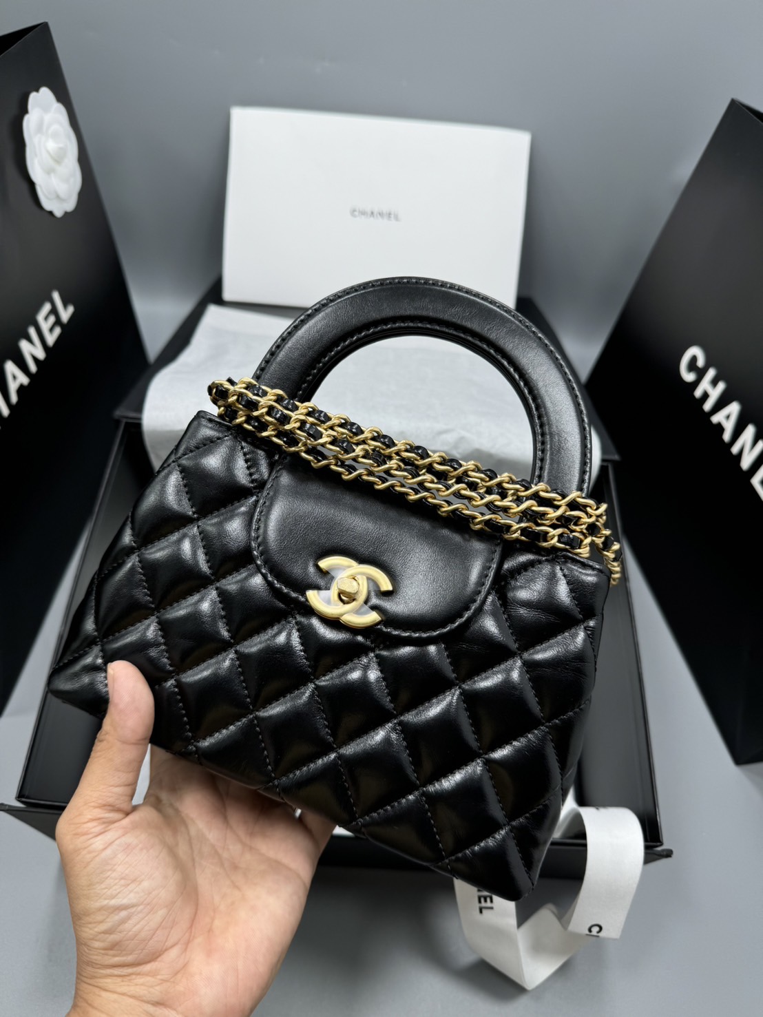 CHANEL KELLY MINI BLACK กระเป๋าสะพายมือจับในตัวไซส์มินิ หนังแท้ เกรดออริ ท็อป สลับแท้ 1:1 ผ่านทุก ตม ใช้งานต่างประเทศได้