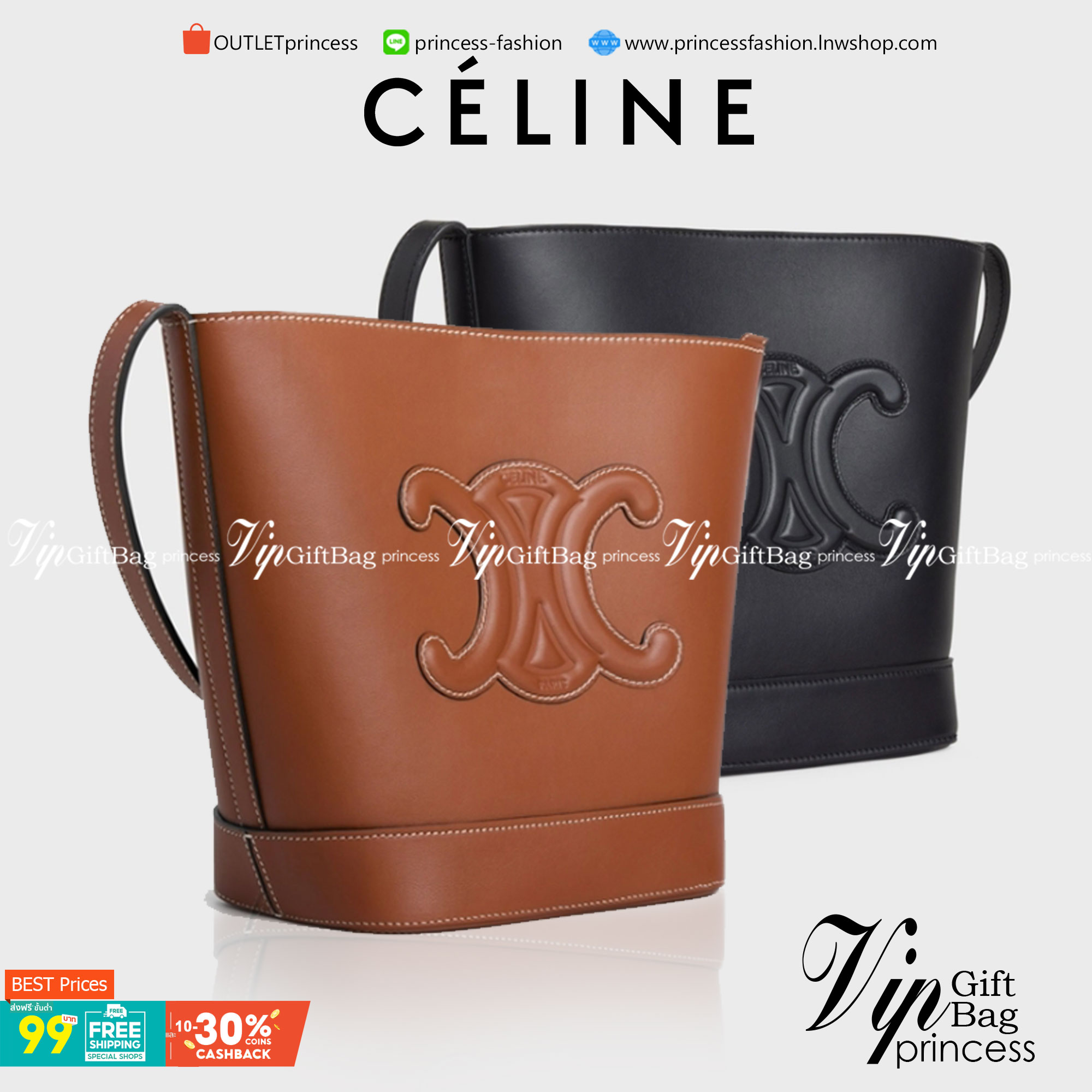 VIP 】CELINE BUCKET BAG CUIR TRIOMPHE คอลเลคชั่นใหม่ ฮิตข้ามปี กับกระเป๋าสะพายทรงถัง ใช้งานง่ายที่สุด สายสะพายในตัว ปรับใช้ได้เลย วัสดุหนังวัว เรียบหรู ผู้ดีไปอีก โดดเด่นด้วยโลโก้เอกลักษณ์ มีกระดุมปิดที่ปากกระเป๋า ภายในโล่งกว้าง ใส่ของแบบจุๆไปเลย เป็นรุ่นท