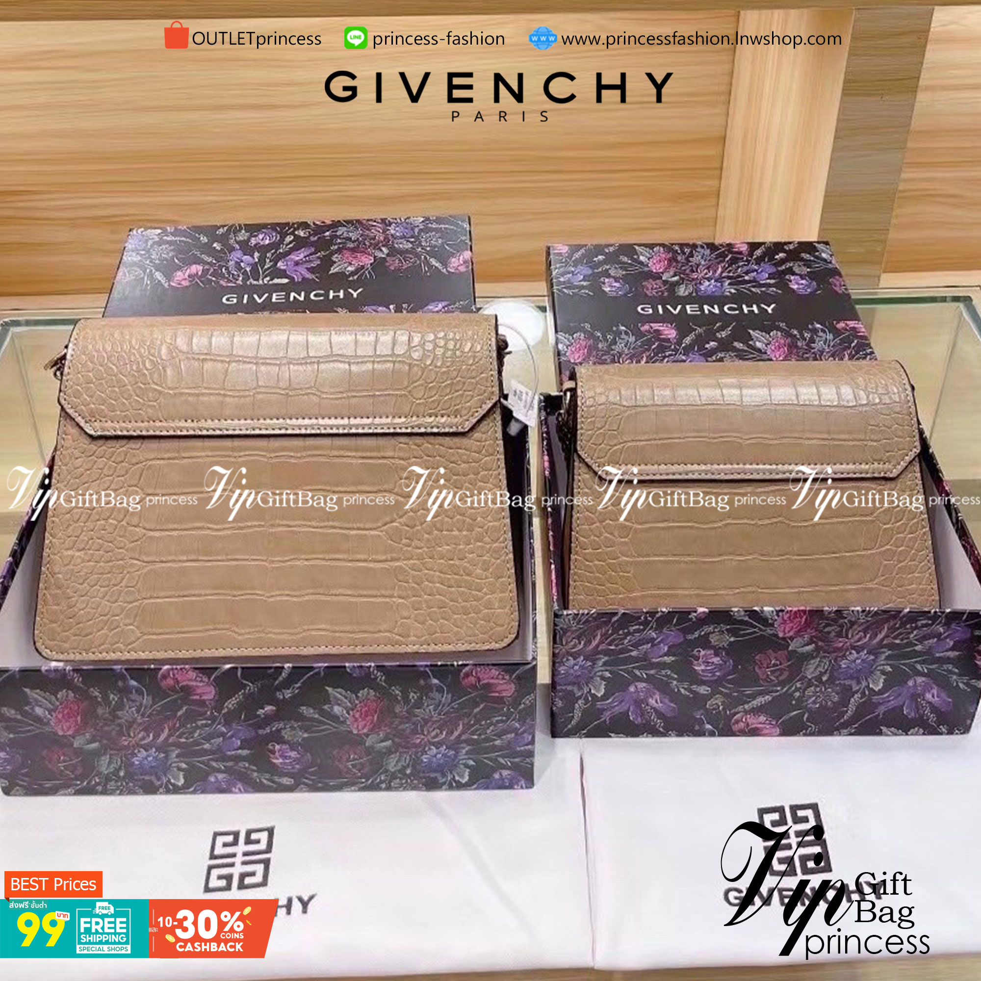 GIVENCHY GV3 CROCODILE-EFFECT SHOULDER BAG กระเป๋าสะพายหนังลายจระเข้ เปิดหน้าอะไหล่ทอง สวยหรูดูแพงตามแบบฉบับแบรนด์ งานจริงสวยจริงจังมากกก ไม่พูดเยอะ ควรมีค่าา!!!