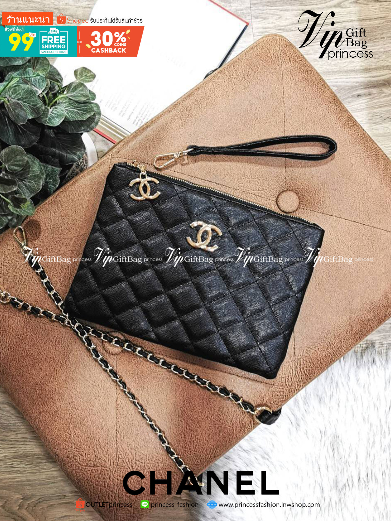Chanel Crossbody Bag VIP Gift With Purchase (GWP) กระเป๋าสะพายพรีเมี่ยมกิ้ฟจาก Chanel Cosmetic Counter DutyFree วัสดุหนังคาเวียร์สวยหรูเปิดปิดด้วยซิปโลโก้แบรนด์สีทองสะดวกใช้ ด้านหน้ามีโลโก้ ด้านหลังมีช่องใส่ของ ภายในมีช่องซิป ใส่มือถือ ธนบัตร เครื่องสำอาง