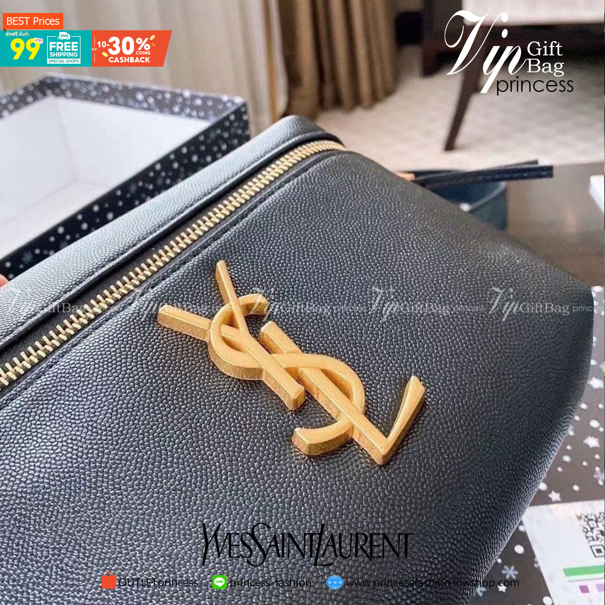 พรีเมี่ยมกิ๊ฟแท้ 100% 】VIP YSL Belt Bag กระเป๋าคาดอก คาดเอว งานดี หนังสวย ทรงเทห์ Black leather