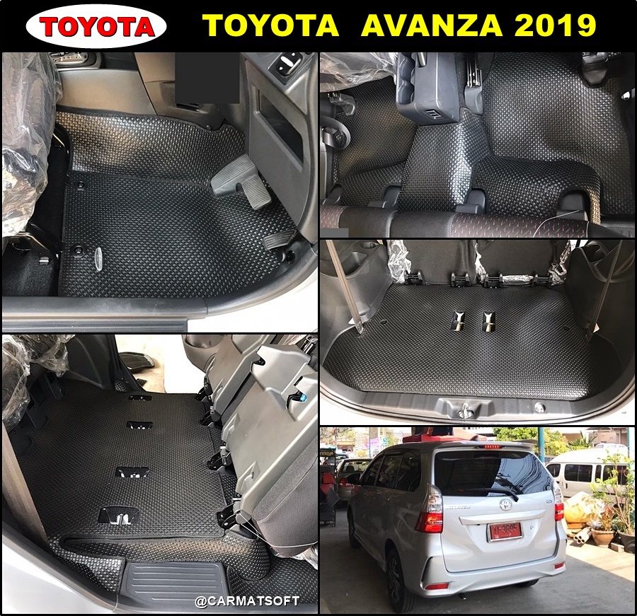 พรมปูพื้นรถยนต์ TOYOTA AVANZA 2019 ยางปูพื้นรถยนต์ ลายกระดุมเม็ดเล็ก สีดำ เข้ารูป เต็มคัน