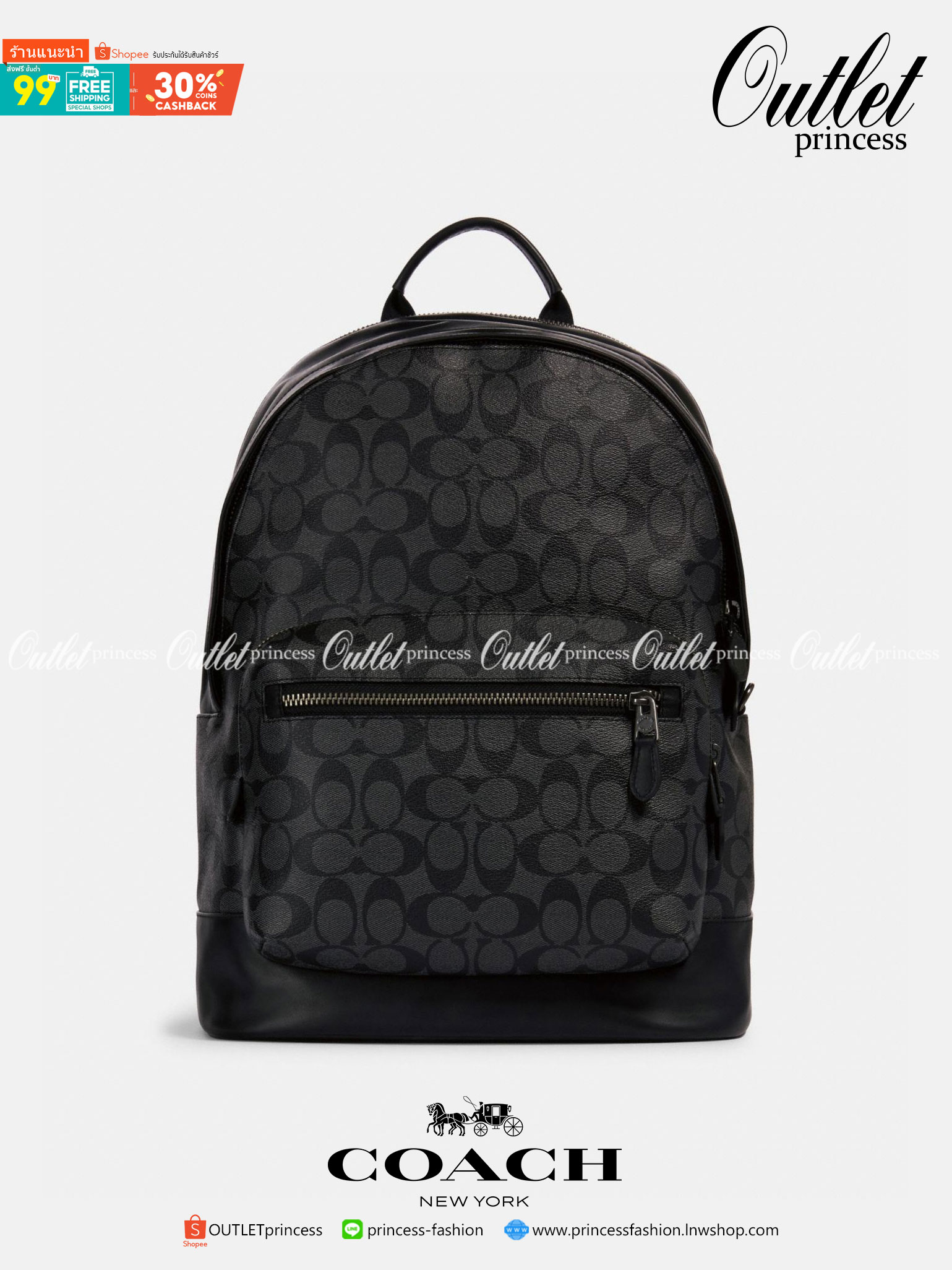OUTLET 】New in!! 🌈ใบใหญ่ คุ้มค่าทีเดียวค่ะ🌈 COACH WEST BACKPACK IN SIGNATURE((2736)) พร้อมส่งที่ไทย สินค้าเข้าใหม่ค่ะ!! กระเป๋าสะพายหลัง มีหูหิ้ว หนังแท้นิ่ม ใบใหญ่ใส่จุมากกค่า! มีช่องซิปตอนหน้า2ช่อง; ช่องหลัก2ช่องใหญ่ โล่งลึก จุของได้มากท
