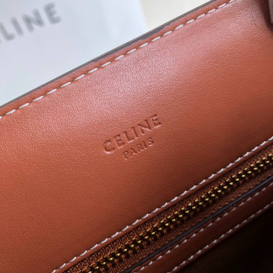 พรีเมี่ยมกิ๊ฟแท้ 100% 】พร้อมส่งที่ไทย!! ที่นี่ที่เดียว CELINE VERTICAL CABAS IN TEXTILE AND CALFSKIN TOTE BAG งานหนังแท้ ผ้าแคนวาสคุณภาพดี