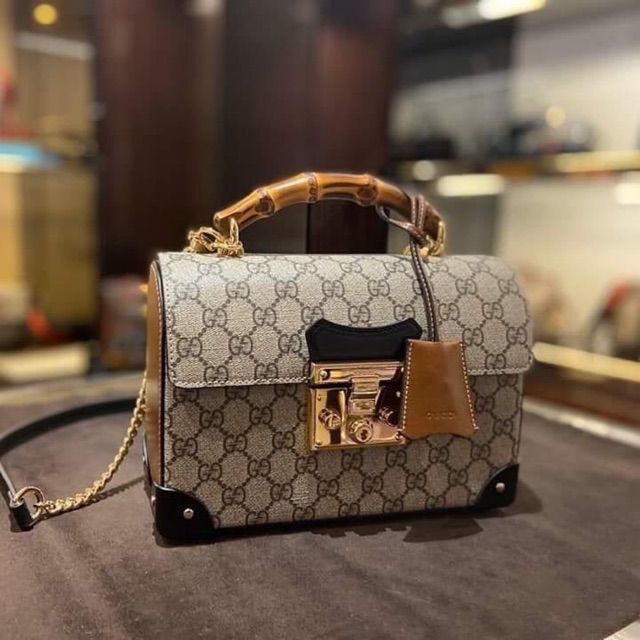 VIP 】หนังแท้ GUCCI Padlock GG small bamboo shoulder bag พร้อมส่งที่ไทย