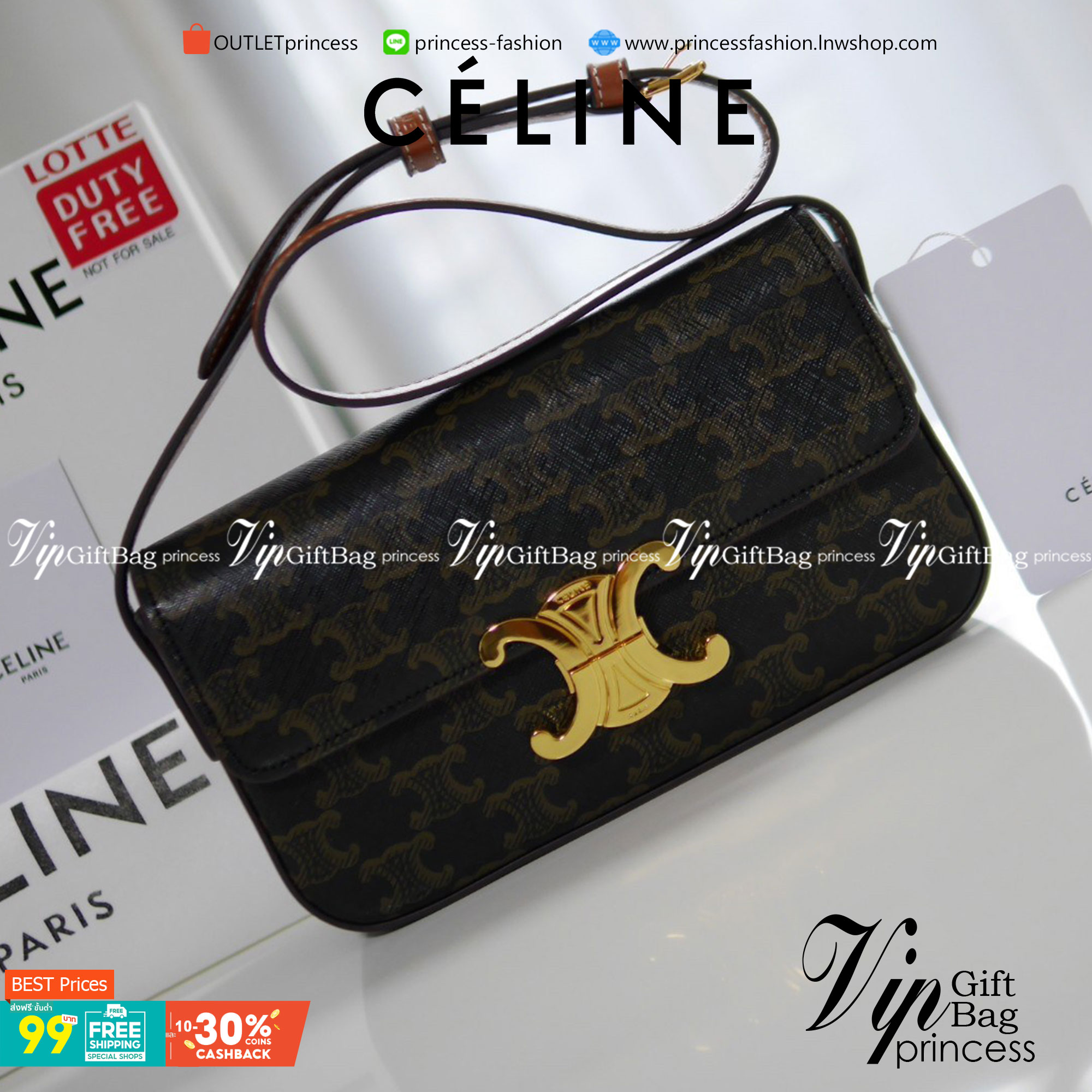 พร้อมส่งที่ไทยแล้วกับ CELINE TRIOMPHE SHOULDER BAG หนังทั้งใบลายสวยหรู ด้านในเปิดด้วยด้วยที่บีบโลโก้อะไหล่ทอง จุของได้กำลังดี ใส่โทรศัพท์ กระเป๋าสตางค์ใบสั้น ของจุกจิกได้ เหมาะกับสาวๆในวัน