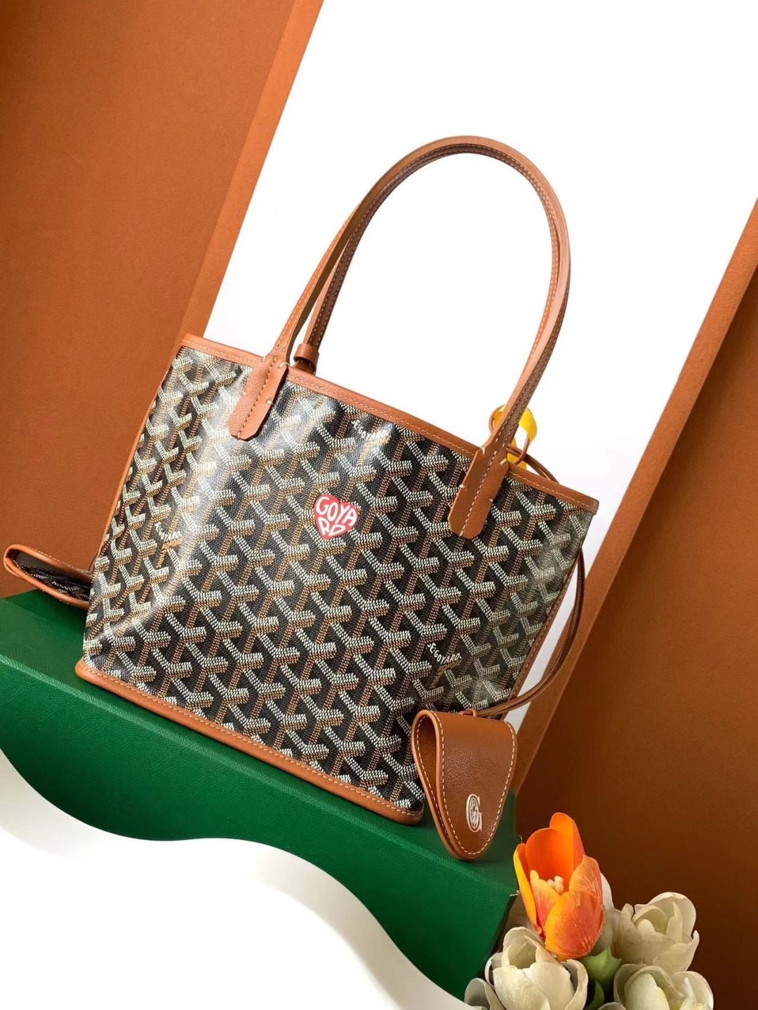 GOYARD Anjou Mini Bag Little Heart Shape กระเป๋าทรงโท้ทมินิ หนังแท้สวยเป๊ะ เกรดท็อปออริ สลับแท้ 1:1 เกรดดีสุด ใช้ต่างประเทศได้ ผ่านทุก ตม.