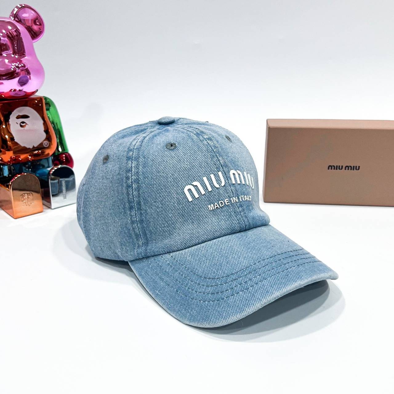 MIU MIU Denim baseball cap / MIU MIU Cap "ของมันต้องมี" หมวกงานคุณภาพที่สุด เกรดท็อปออริ เดนิมสุดคลาสสิก ใช้งานต่างประเทศได้