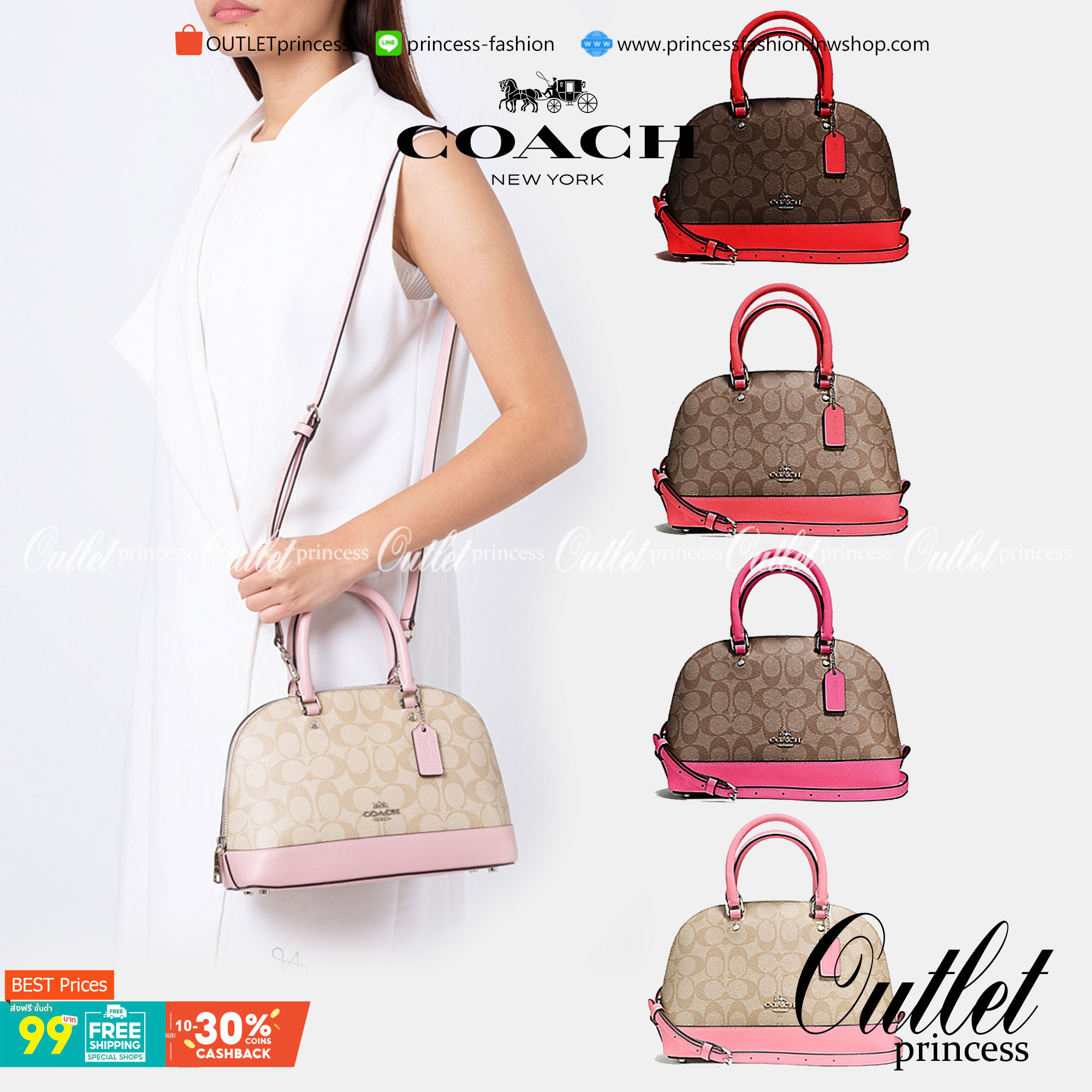 Coach Mini Sierra Signature กระเป๋าถือทรงโดม ภายในกว้างสามารถใส่กระเป๋าเงินเล็ก และมือถือได้ และยังมีช่องซิปเล็ก 1 ช่อง ด้านหลังมีกระเป๋าเล็กเก็บบัตร 1 ช่อง ใครยังไม่มีพลาดไม่ได้แล้วนะคะ