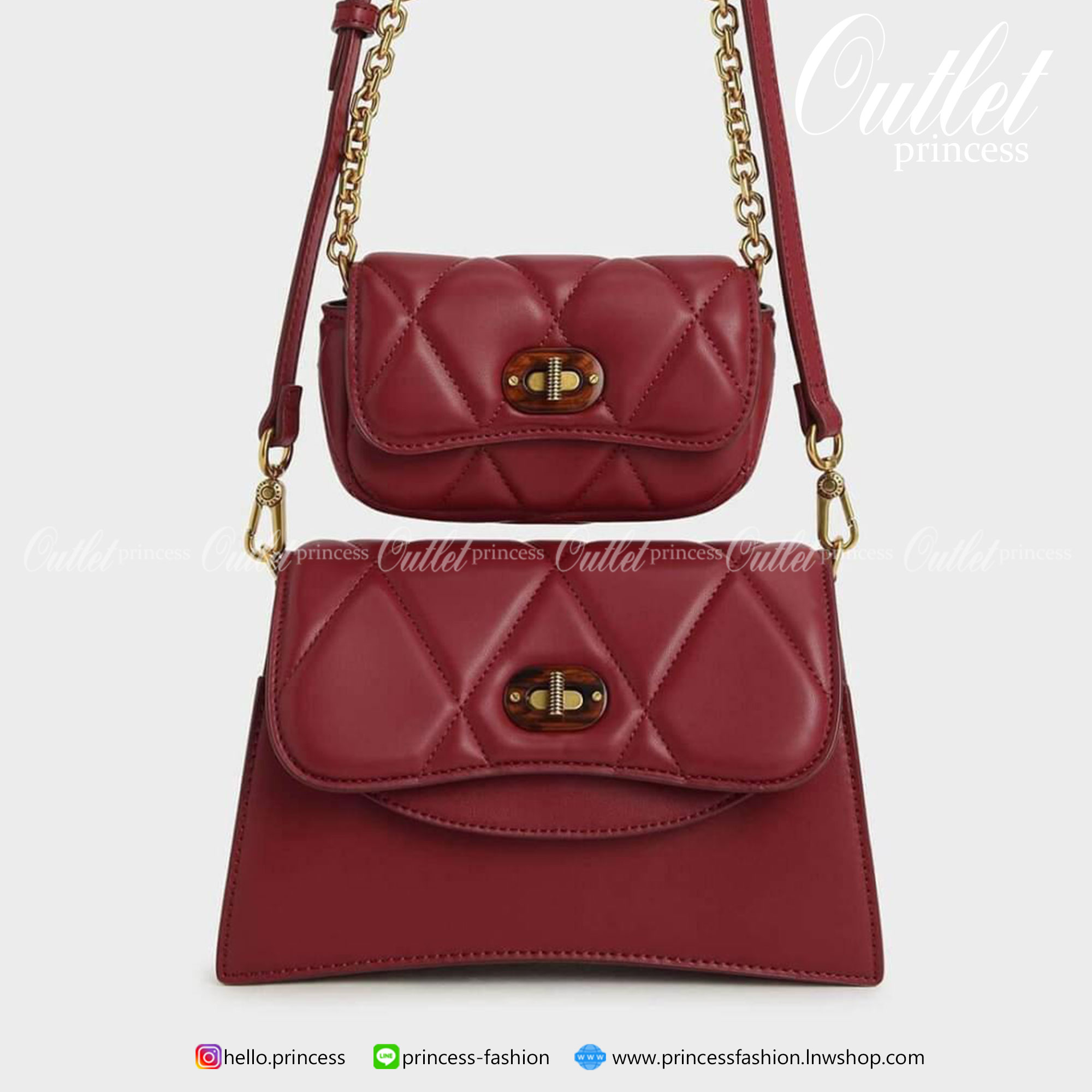 Charles & Keith Padded Double Pocket Shoulder Bag กระเป๋าสะพายข้างใบเก๋ (มีใบลูกให้) ด้วยดีไซน์ที่มีเอกลักษณ์เฉพาะตัว อะไหล่สีทองเพิ่มความหรูหรา ตัดกับตัวฝากระเป๋าที่มีการเดินด้ายเพิ่มดีเทล คือเริศมากๆ เปิดปิดแบบตัวหมุนล็อก มีช่องแม่เหล็กด้านหน้าใส่ iPhon